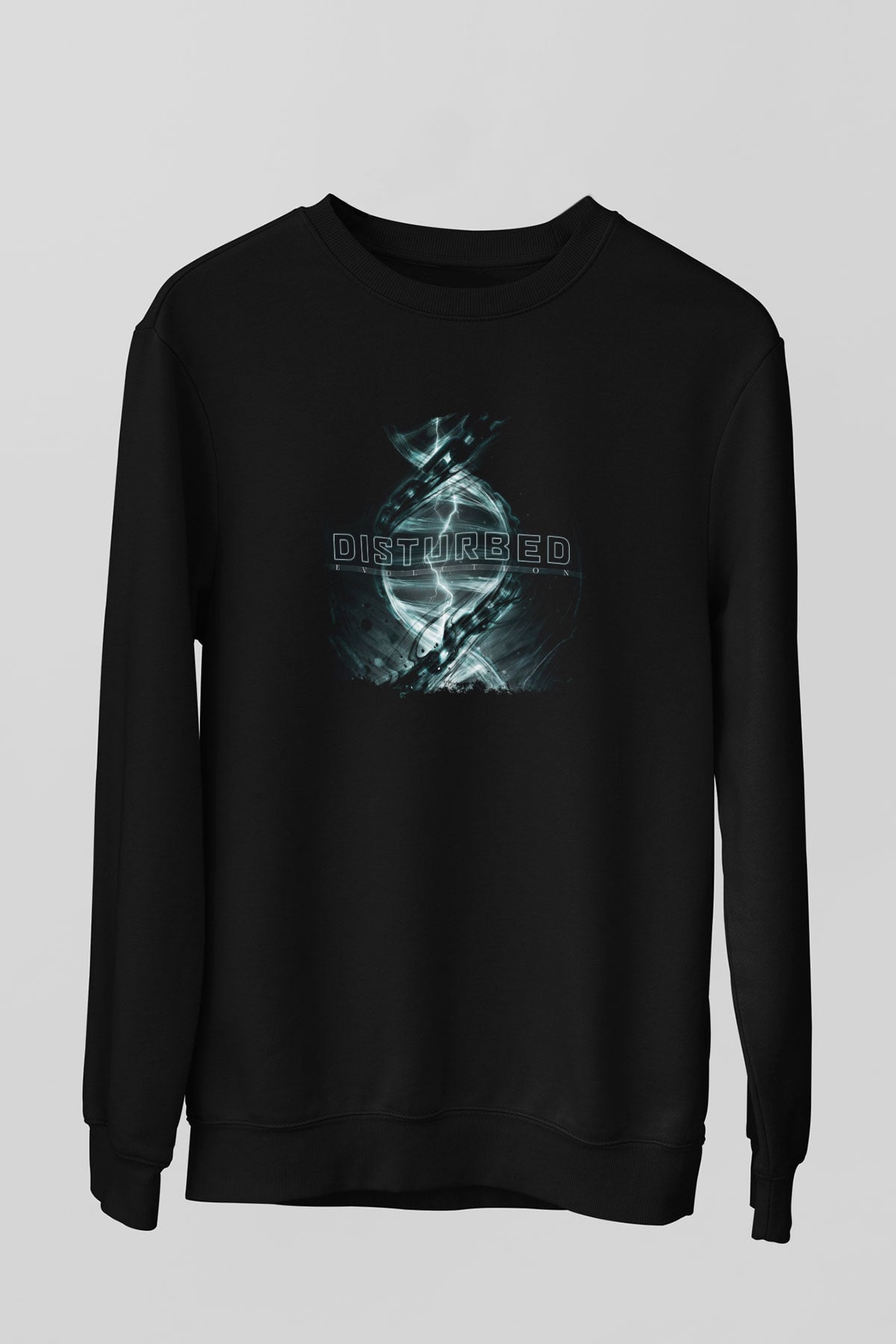 Disturbed Baskılı Unisex Siyah Sweatshirt