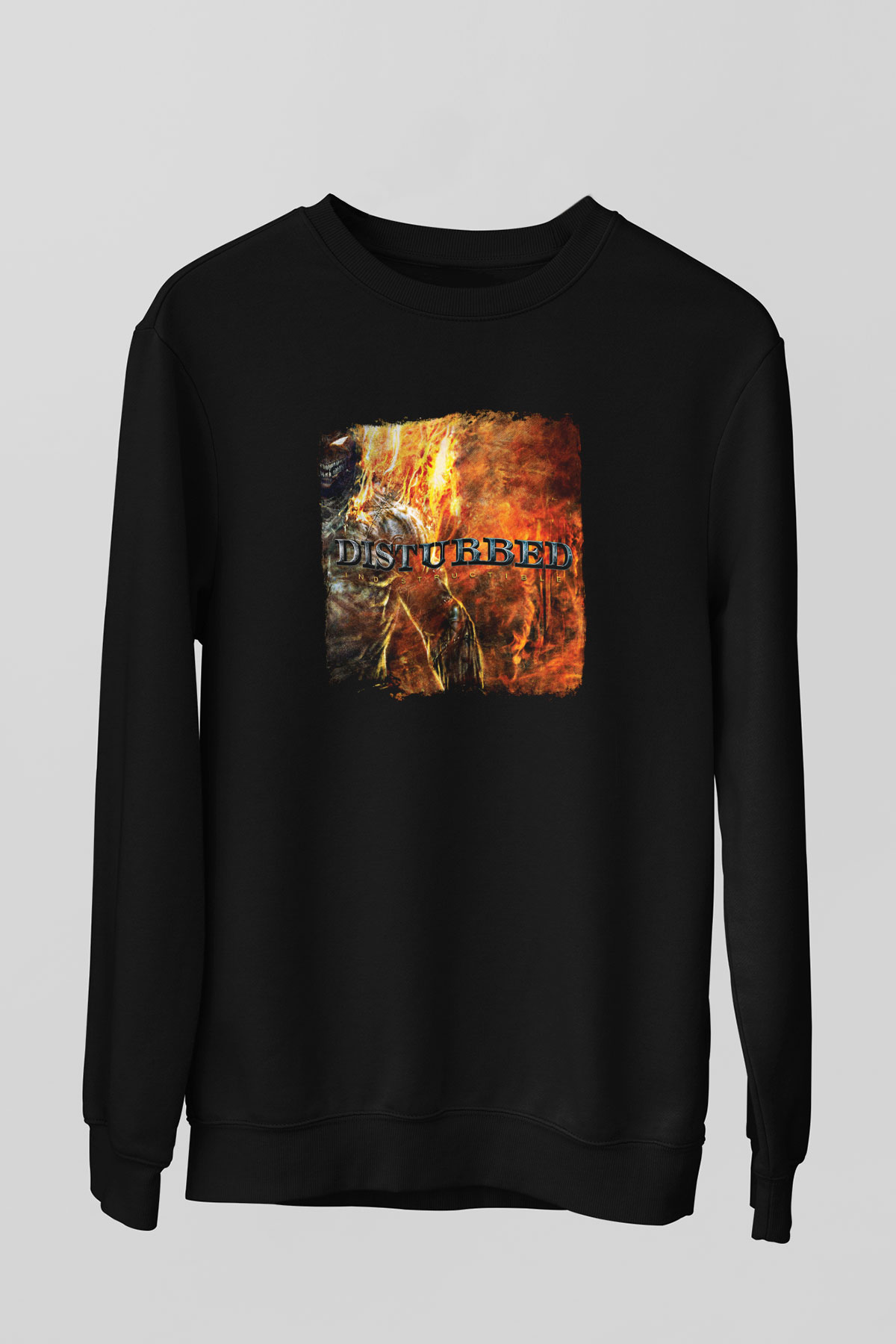 Disturbed Baskılı Unisex Siyah Sweatshirt