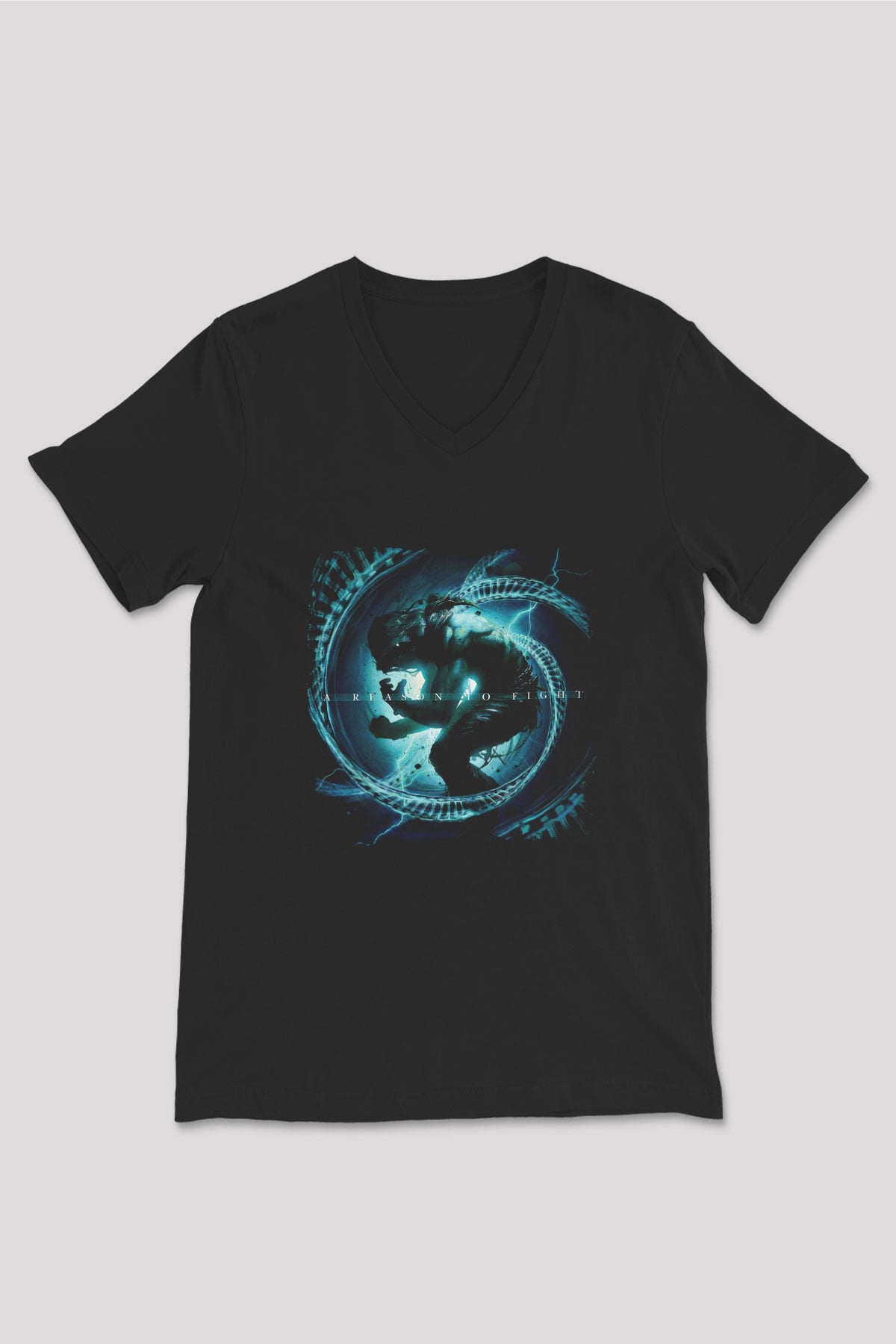 Disturbed Baskılı Unisex Siyah V Yaka Tişört