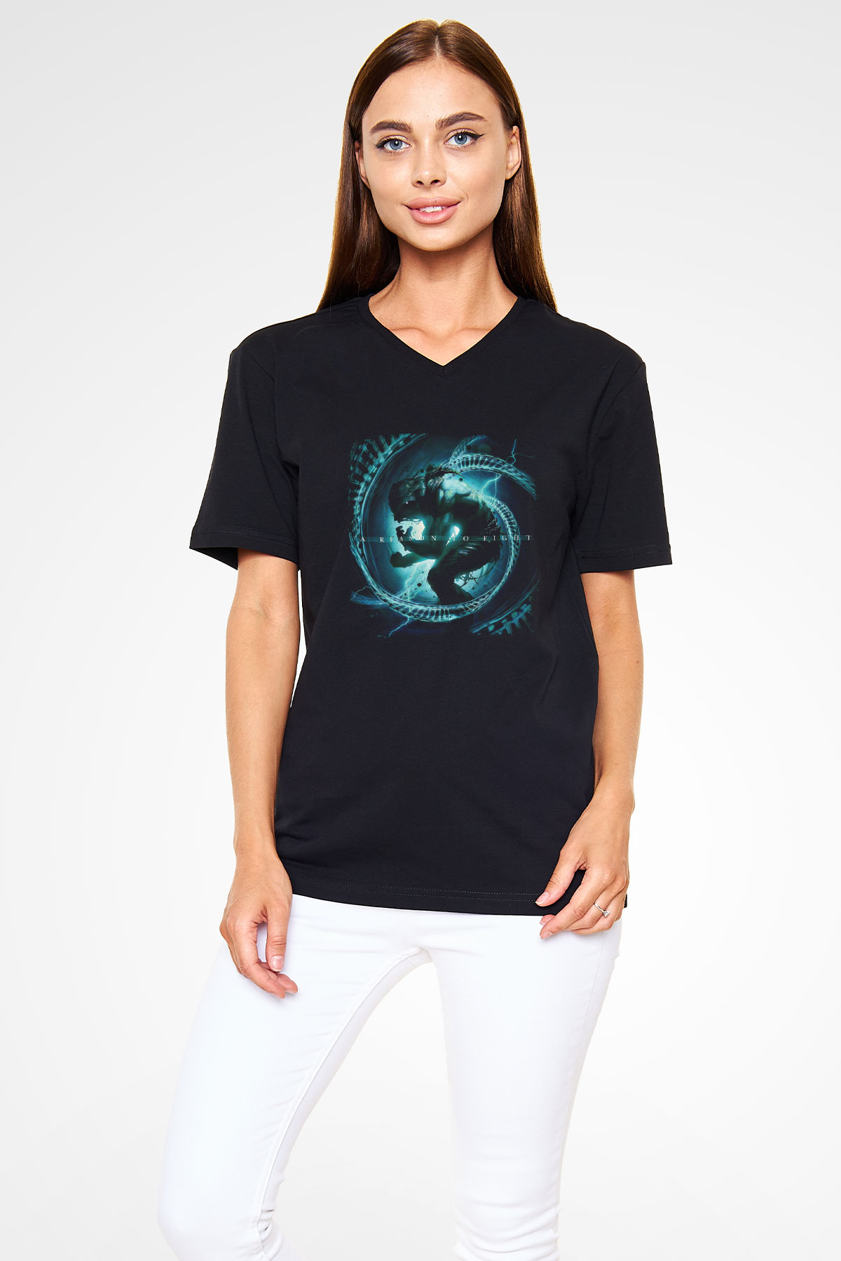 Disturbed Baskılı Unisex Siyah V Yaka Tişört