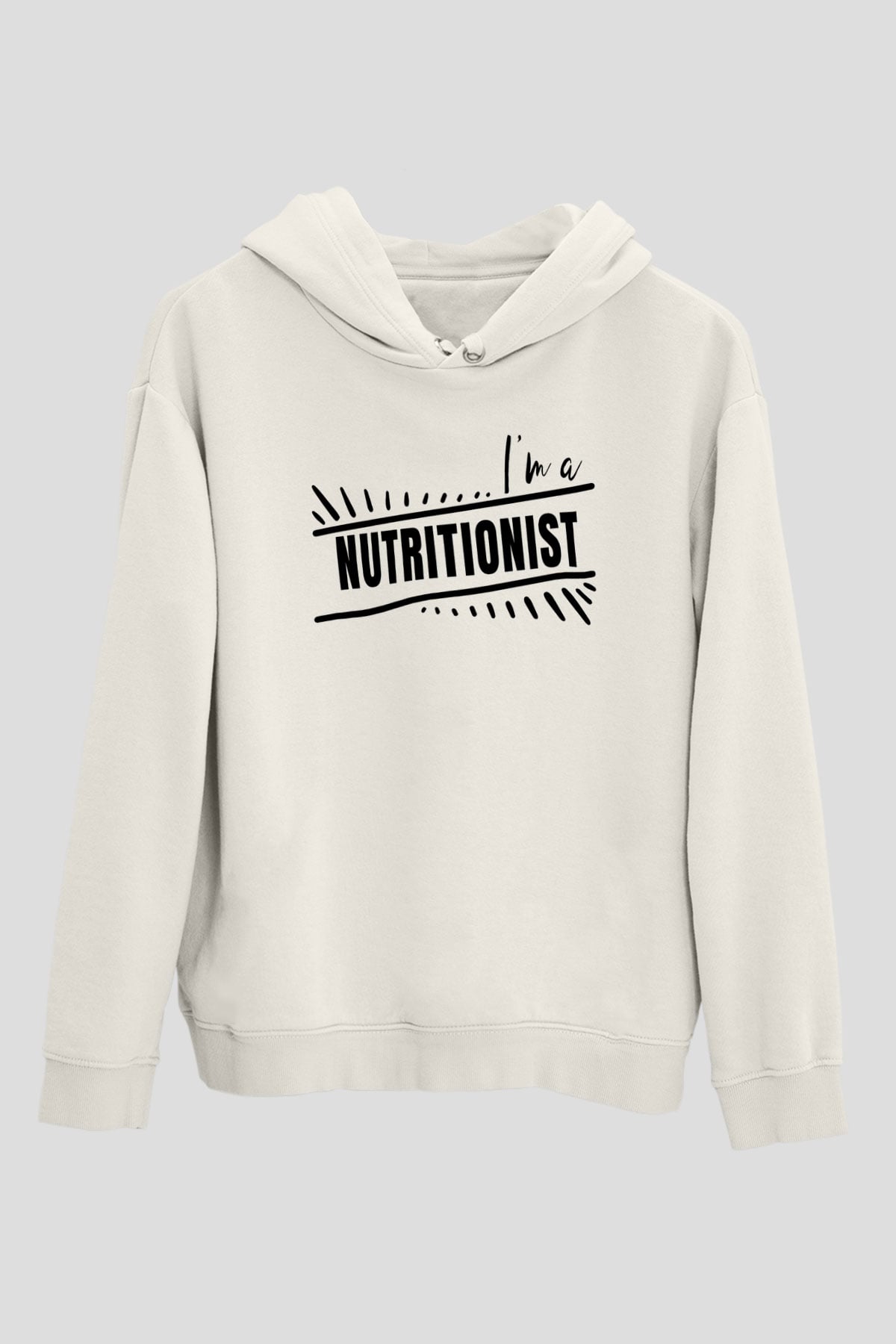 Diyetisyen Beyaz Unisex Kapüşonlu Sweatshirt