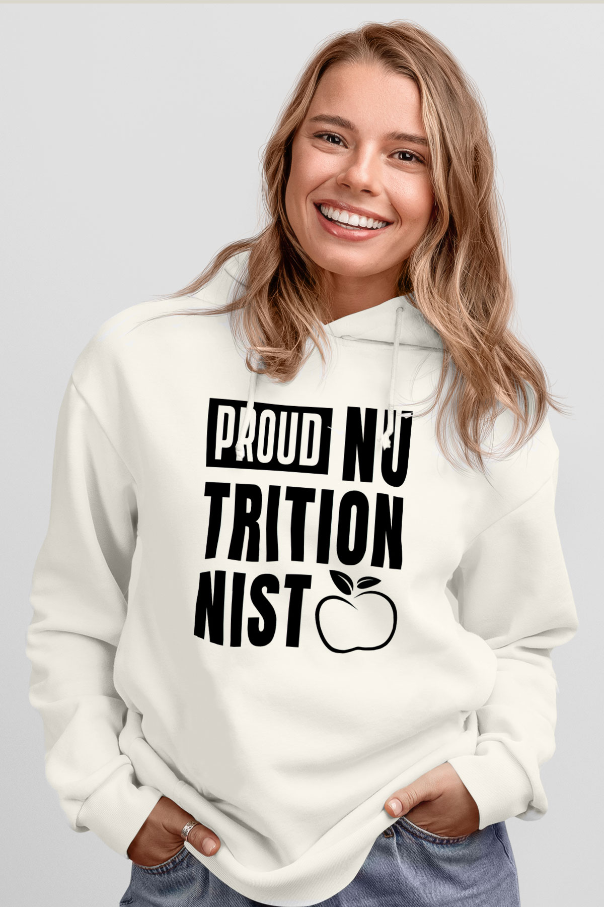 Diyetisyen Beyaz Unisex Kapüşonlu Sweatshirt