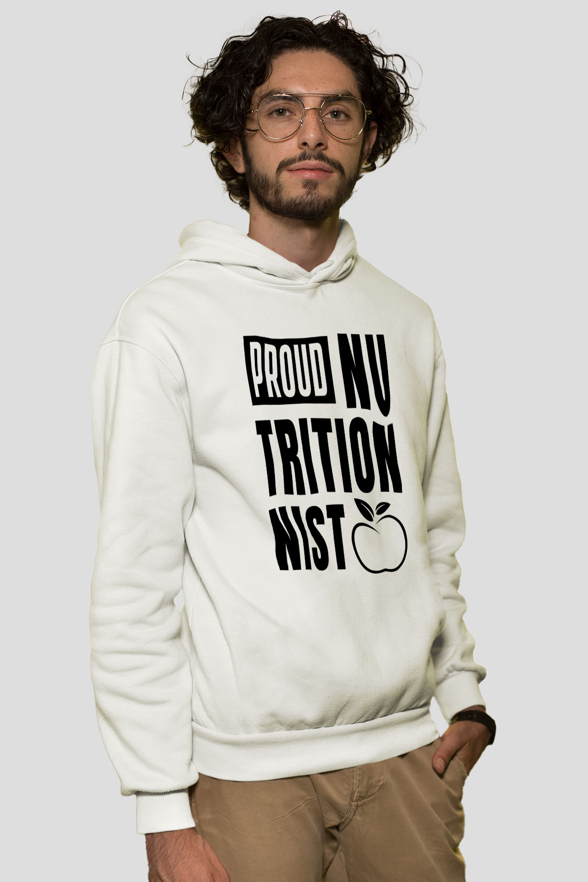 Diyetisyen Beyaz Unisex Kapüşonlu Sweatshirt