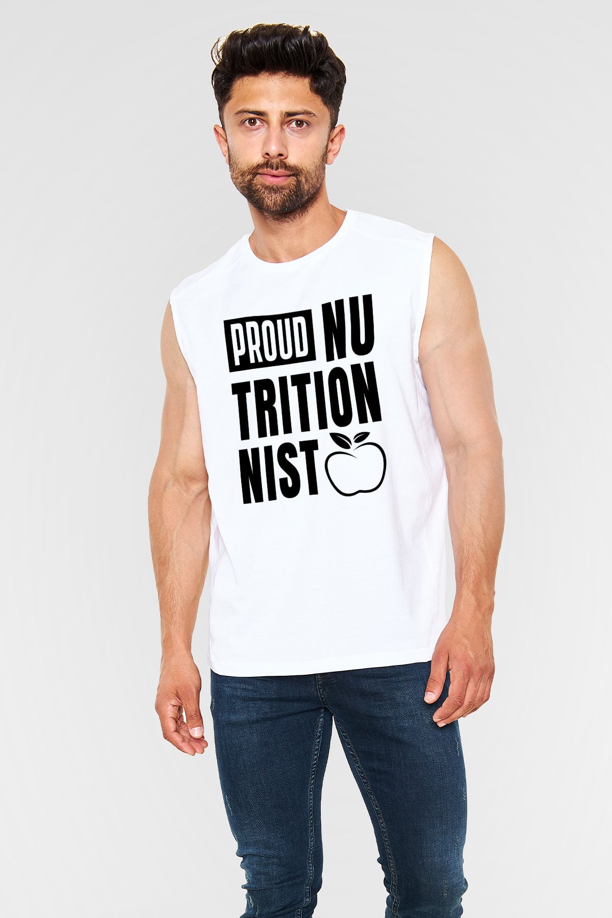 Diyetisyen Beyaz Unisex Kolsuz Tişört