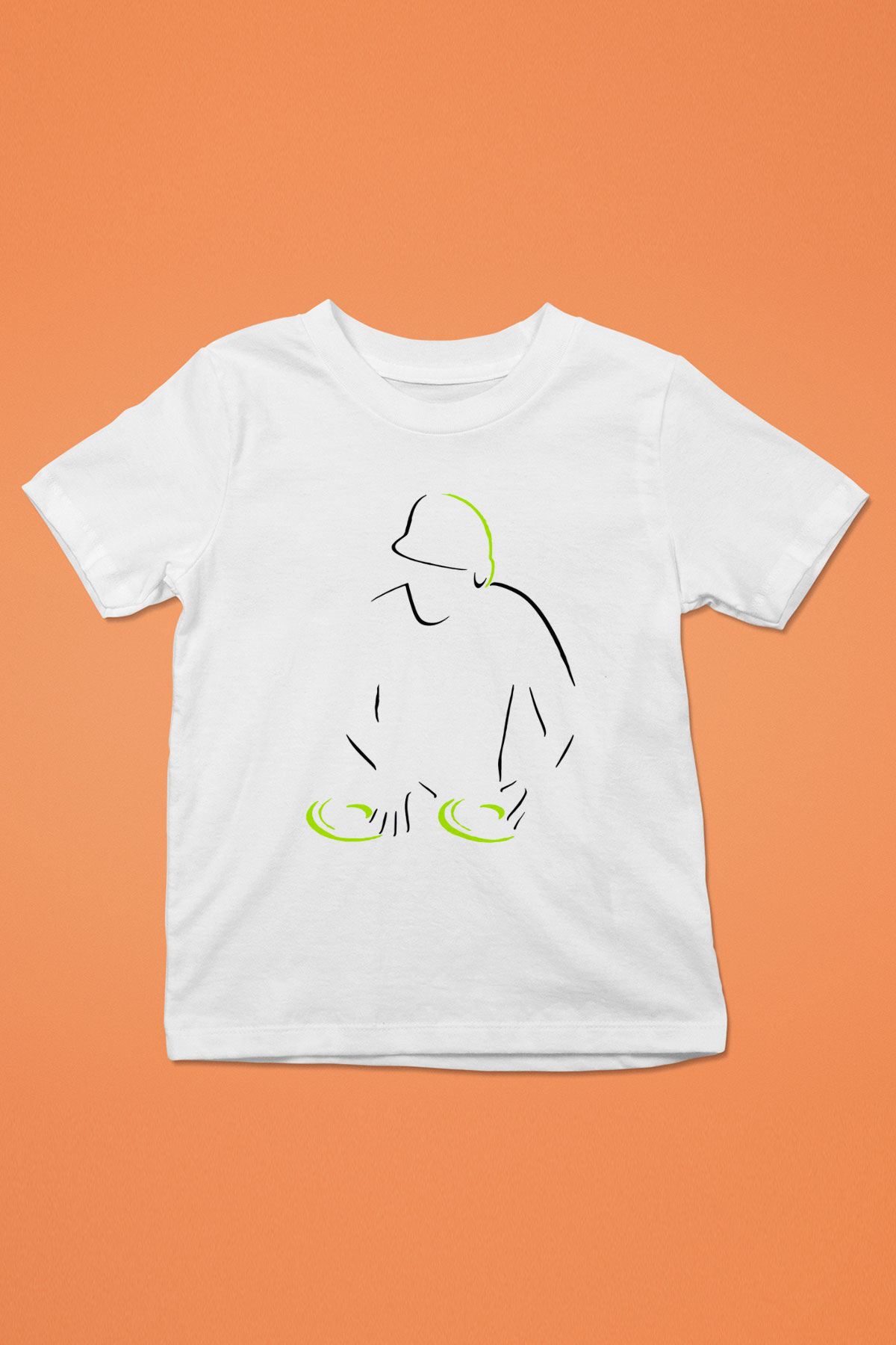 DJ Baskılı Beyaz Unisex Çocuk Tişört