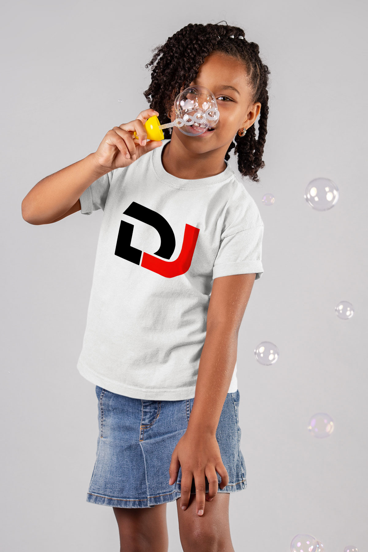 DJ Baskılı Beyaz Unisex Çocuk Tişört