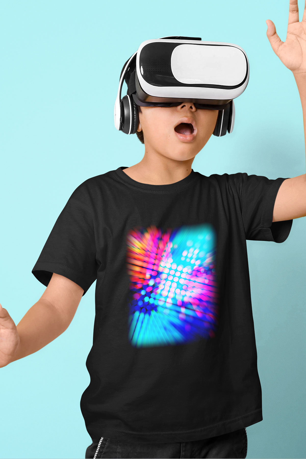 DJ Baskılı Siyah Unisex Çocuk Tişört