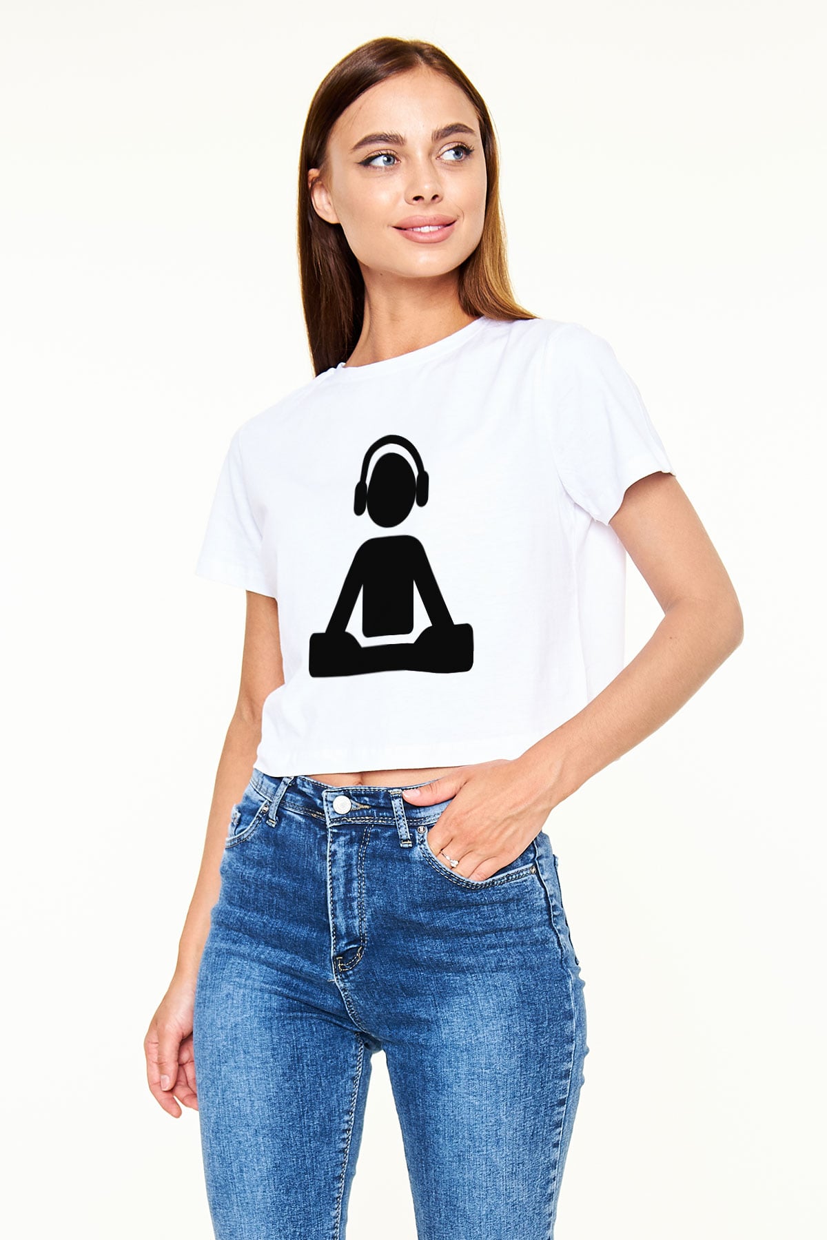 DJ Beyaz Croptop Tişört