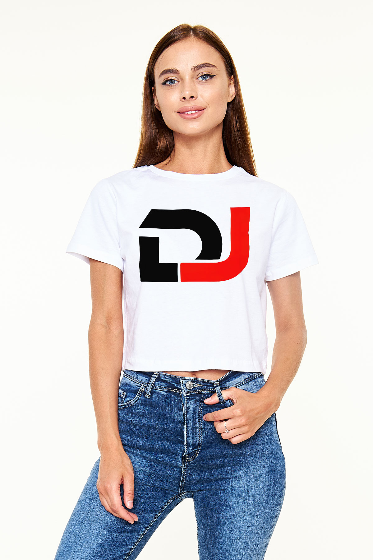 DJ Beyaz Croptop Tişört