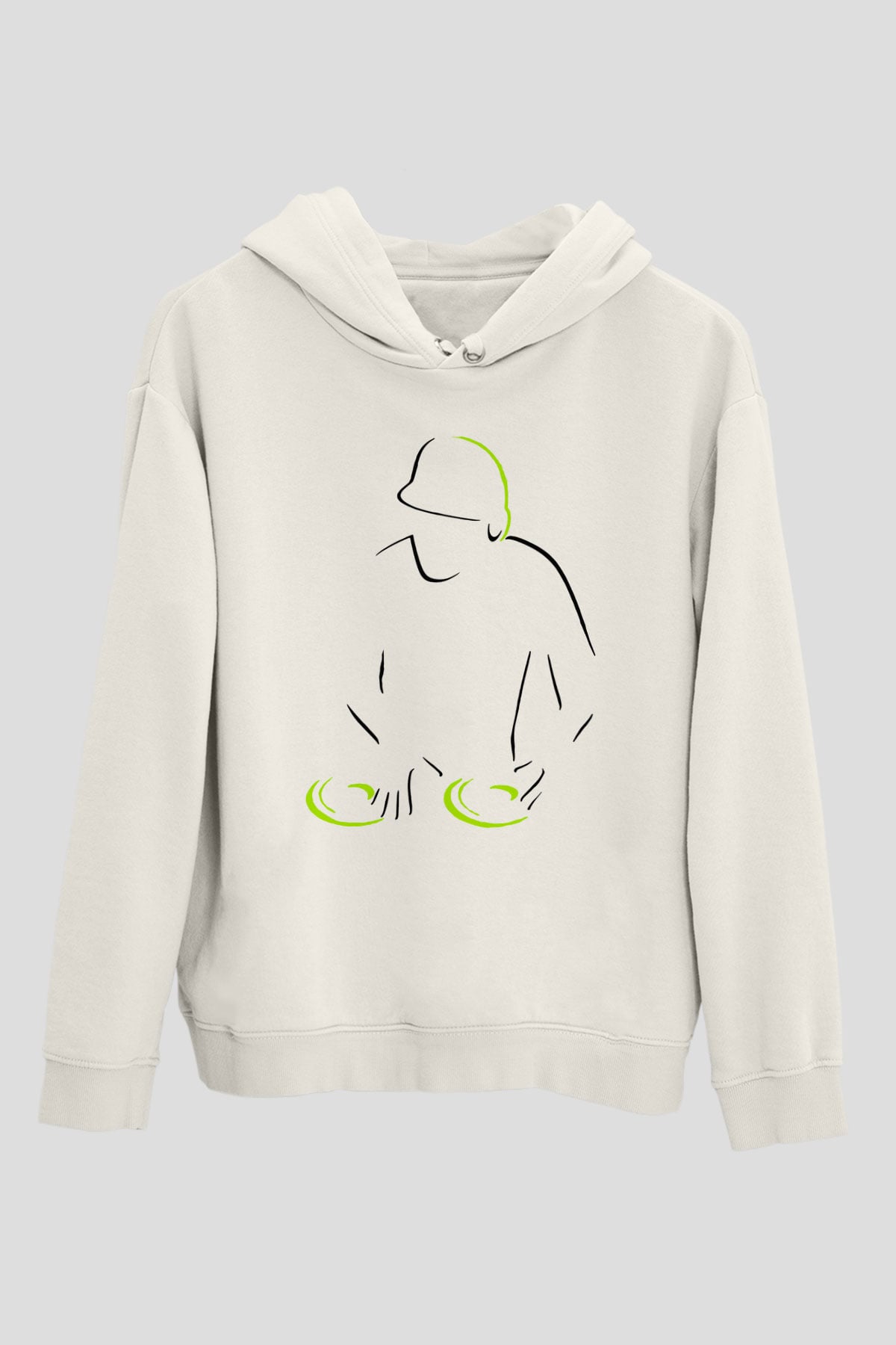 DJ Beyaz Unisex Kapşonlu Sweatshirt