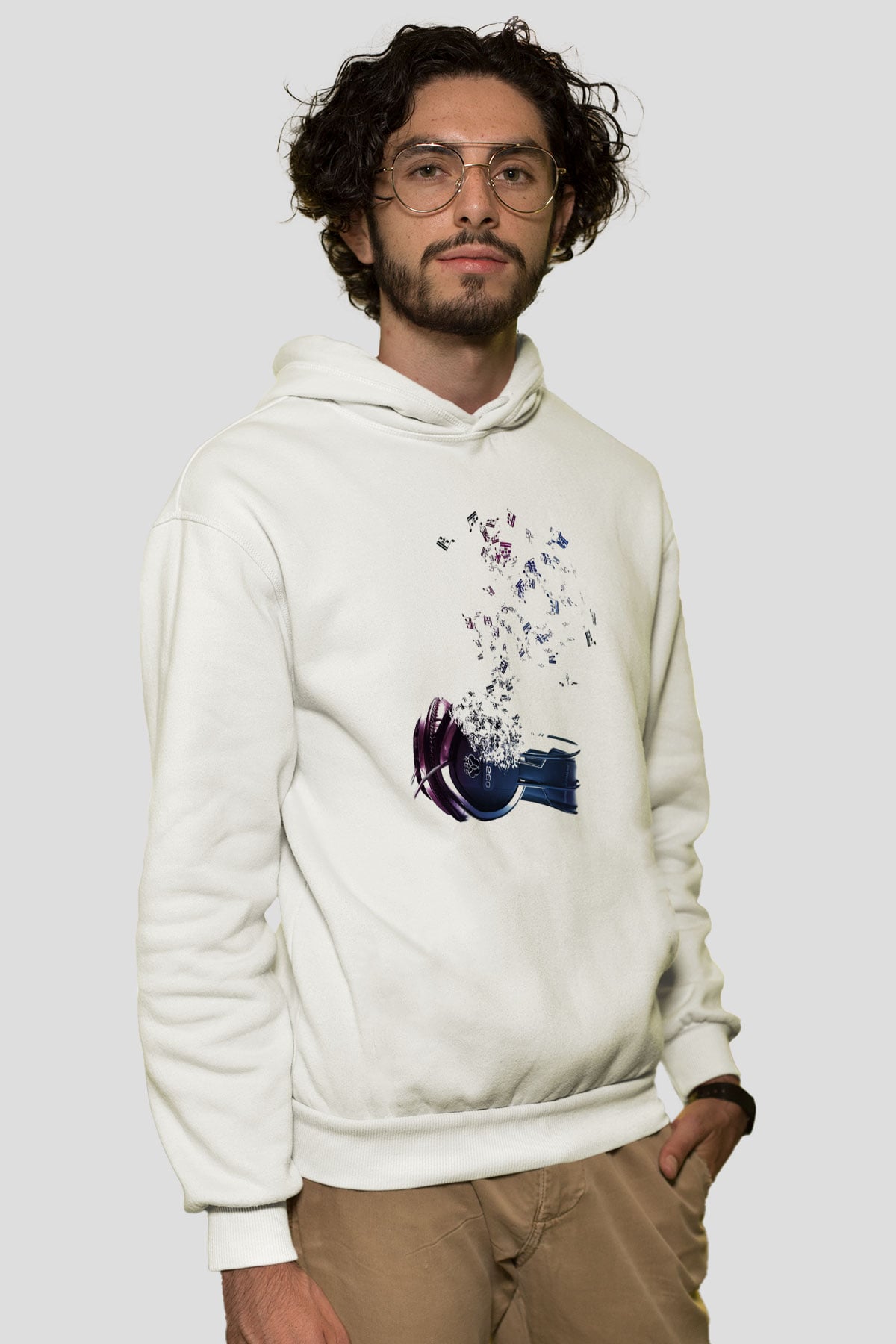 DJ Beyaz Unisex Kapşonlu Sweatshirt