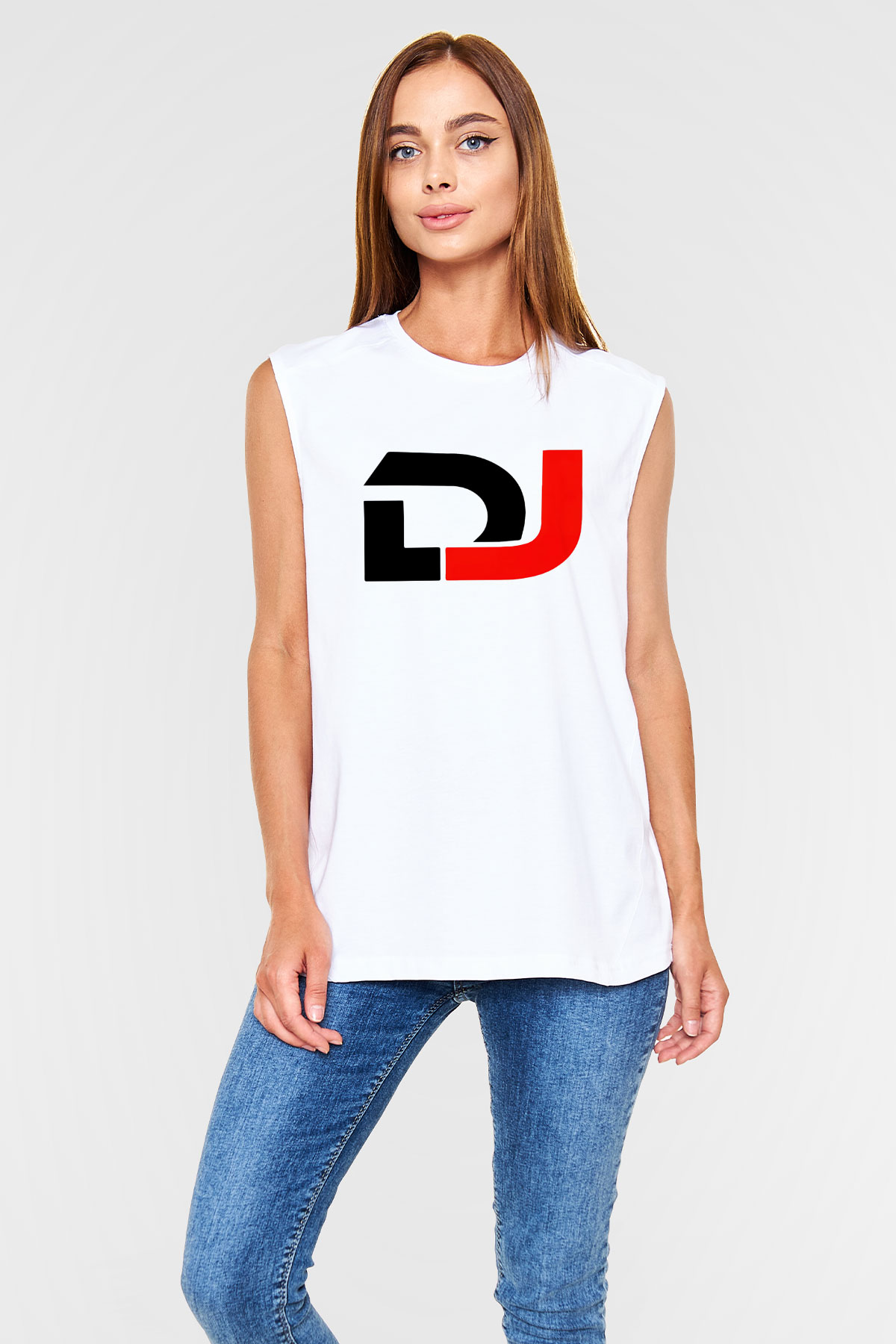 DJ Beyaz Unisex Kolsuz Tişört