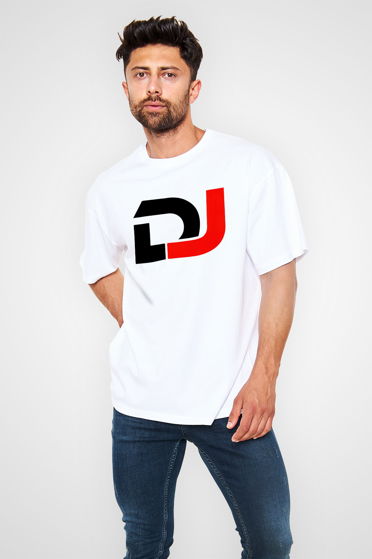 DJ Beyaz Unisex Oversize Tişört T-Shirt