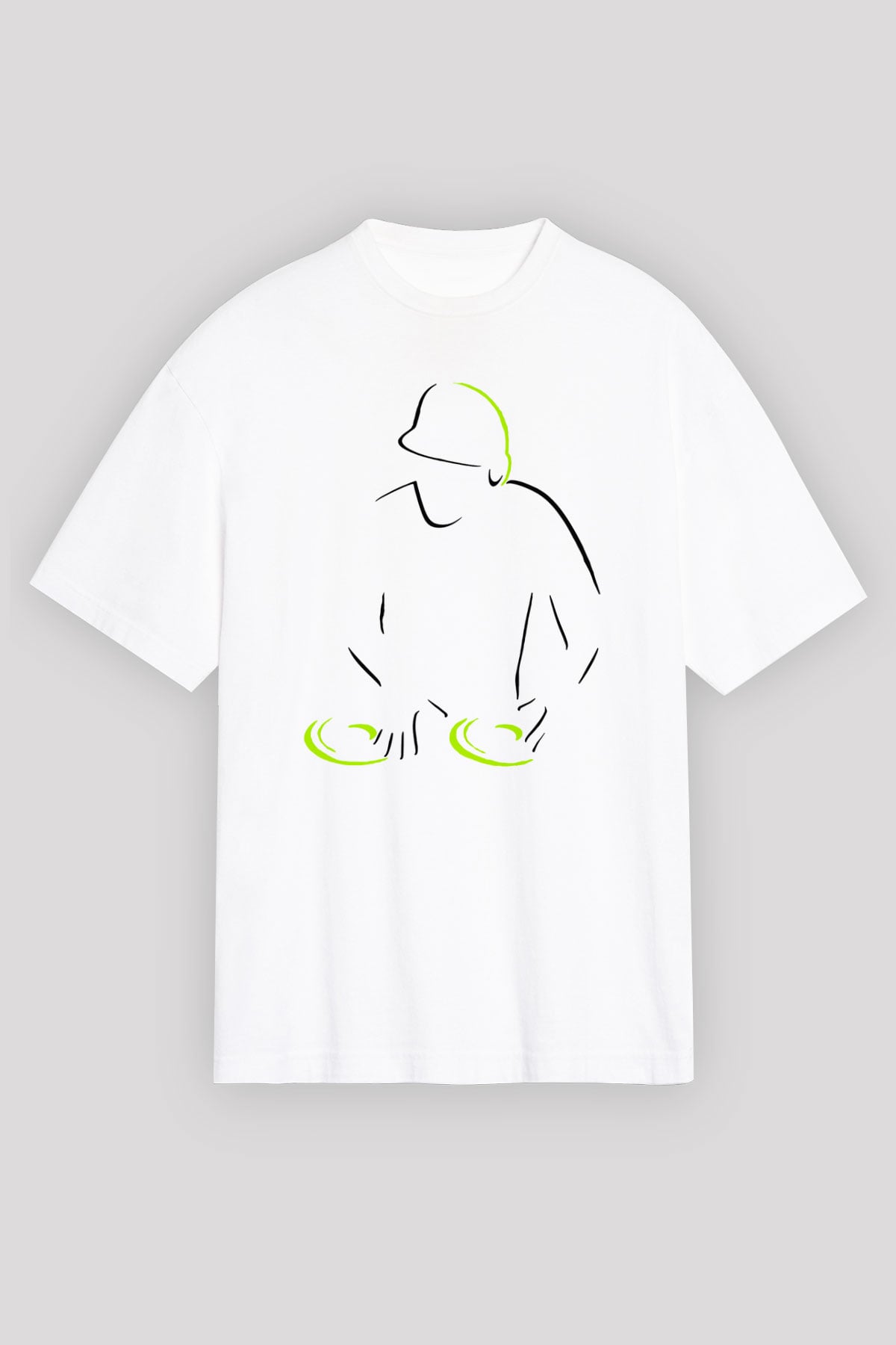 DJ Beyaz Unisex Oversize Tişört T-Shirt