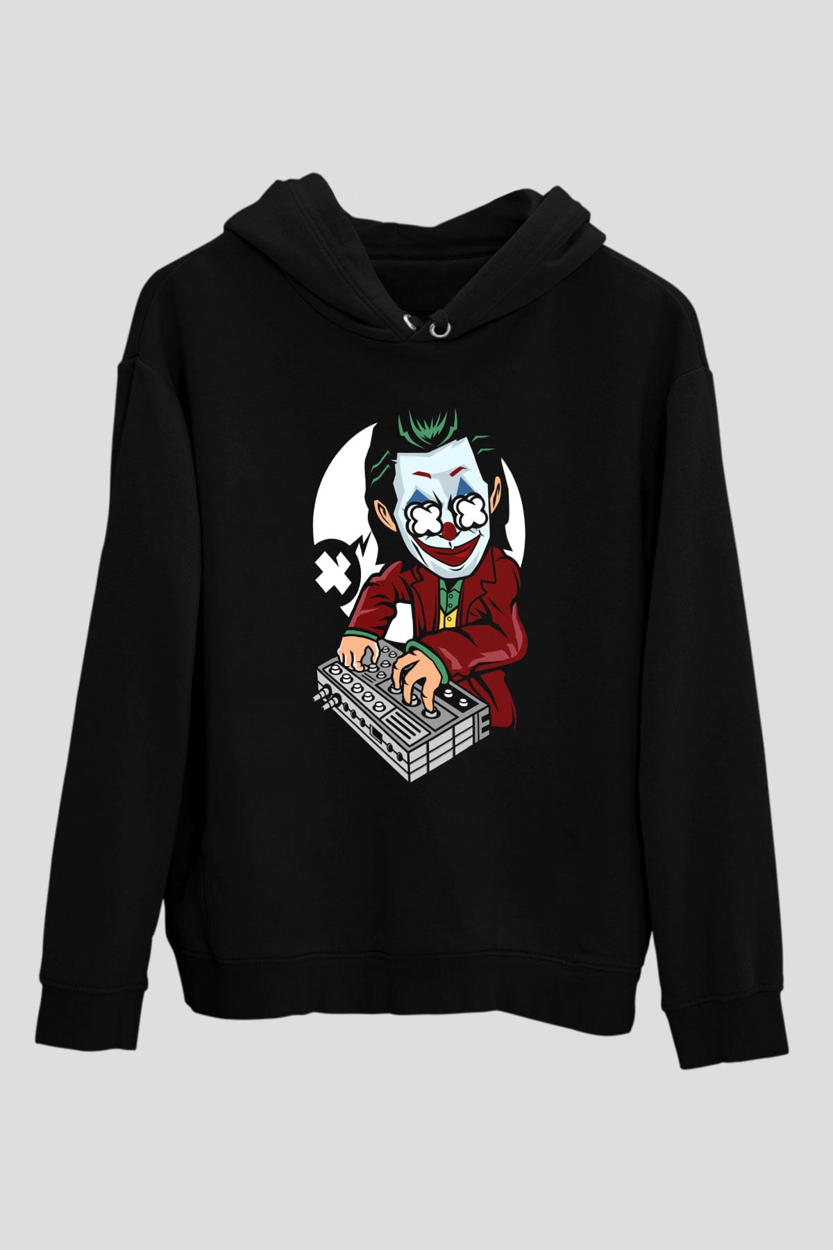 Dj Joker Baskılı Unisex Siyah Hoodie
