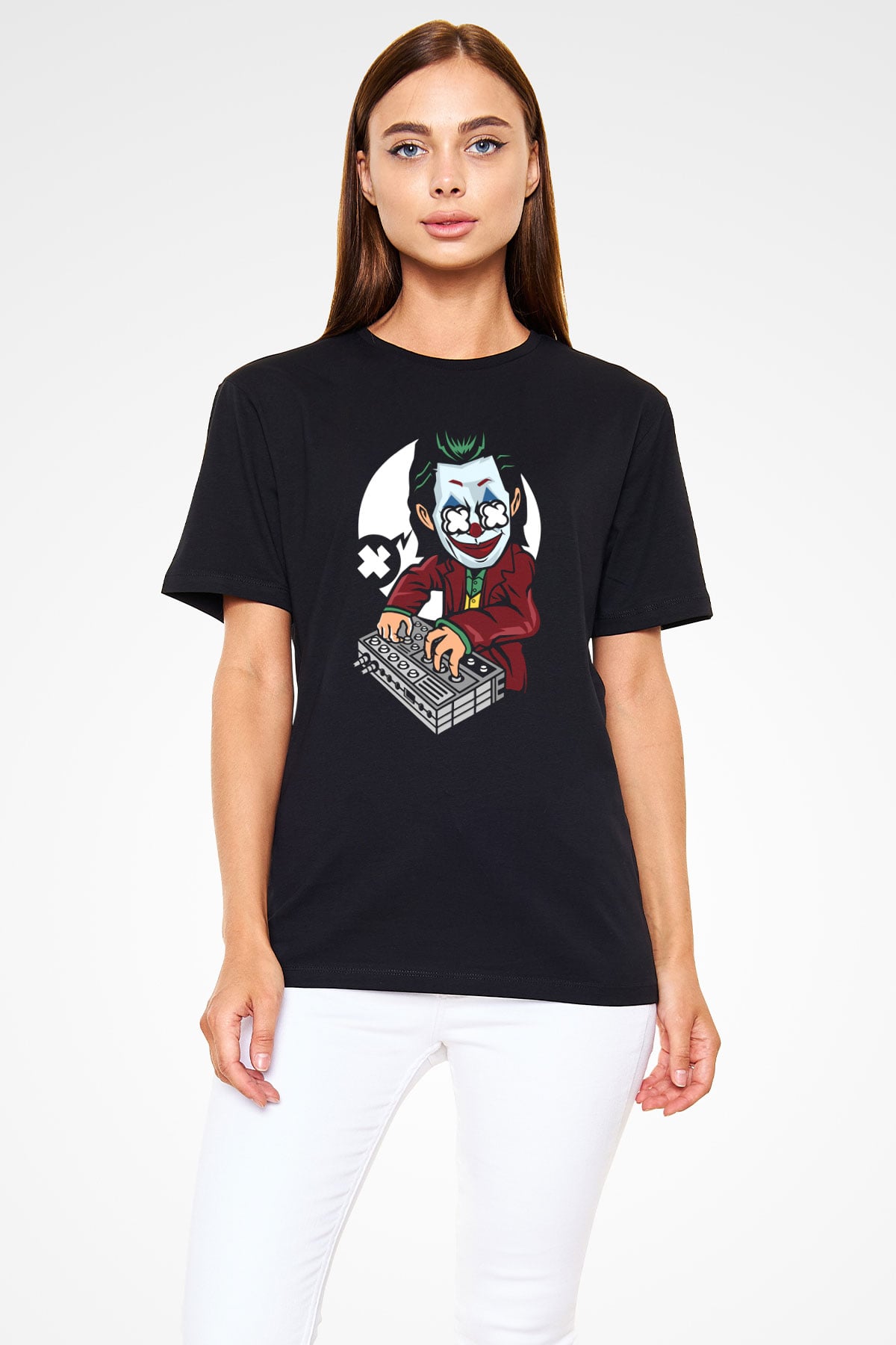 Dj Joker Baskılı Unisex Siyah Tişört