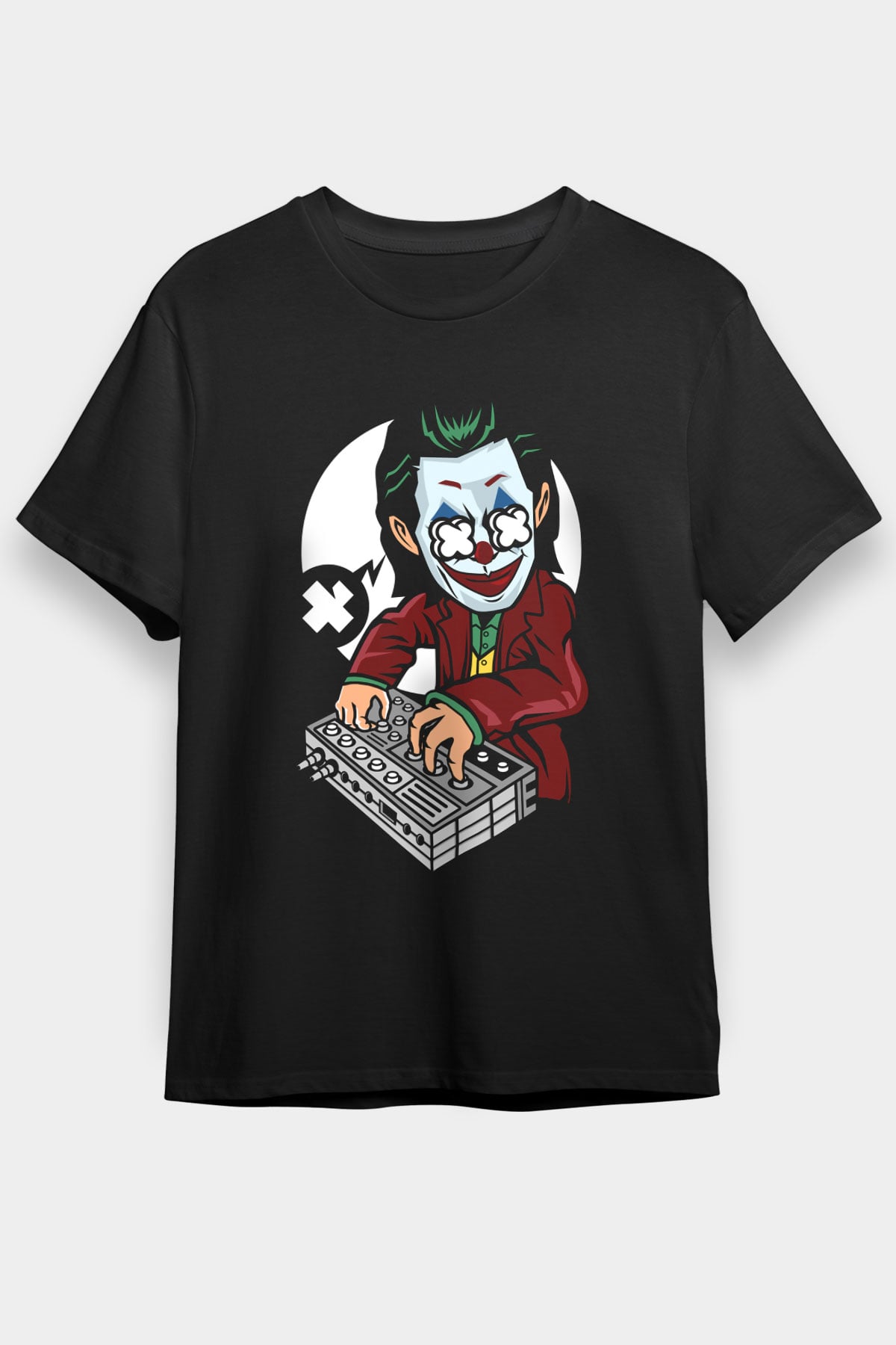 Dj Joker Baskılı Unisex Siyah Tişört