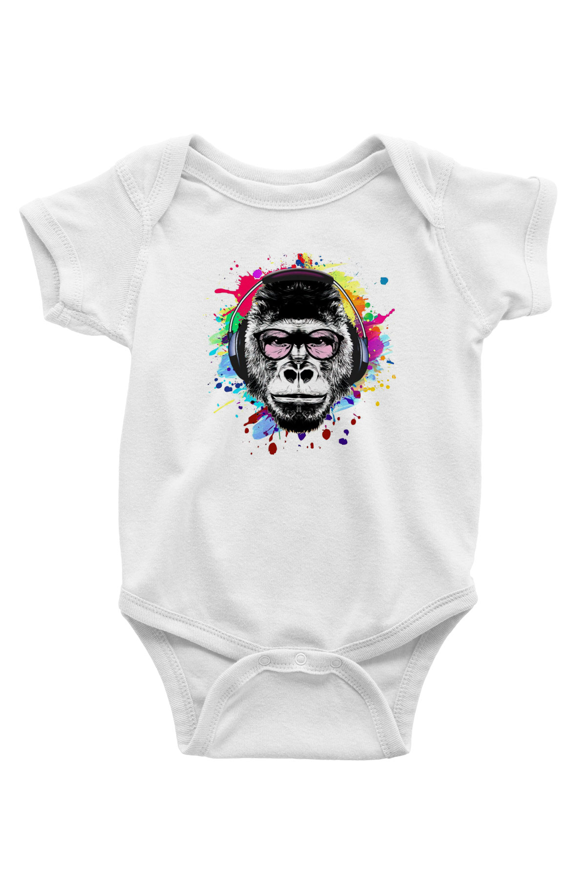 DJ Maymun BaskılıBeyaz Tshirt Bebek Body - Zıbın