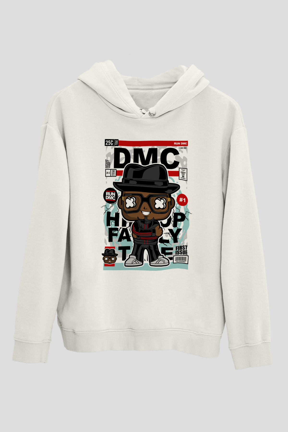 Dj Run - DMC - Baskılı Unisex Beyaz Hoodie