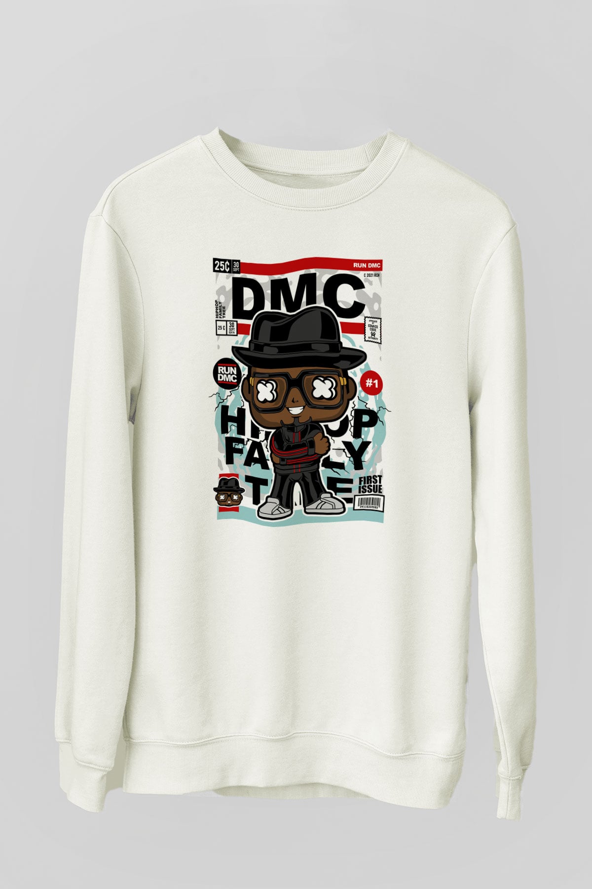 Dj Run - DMC - Baskılı Unisex Beyaz Sweatshirt