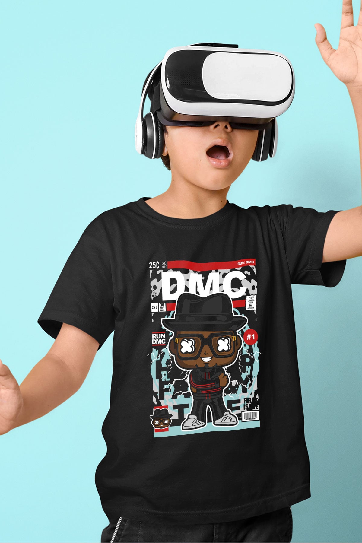 Dj Run DMC Baskılı Unisex Siyah Çocuk Tişört