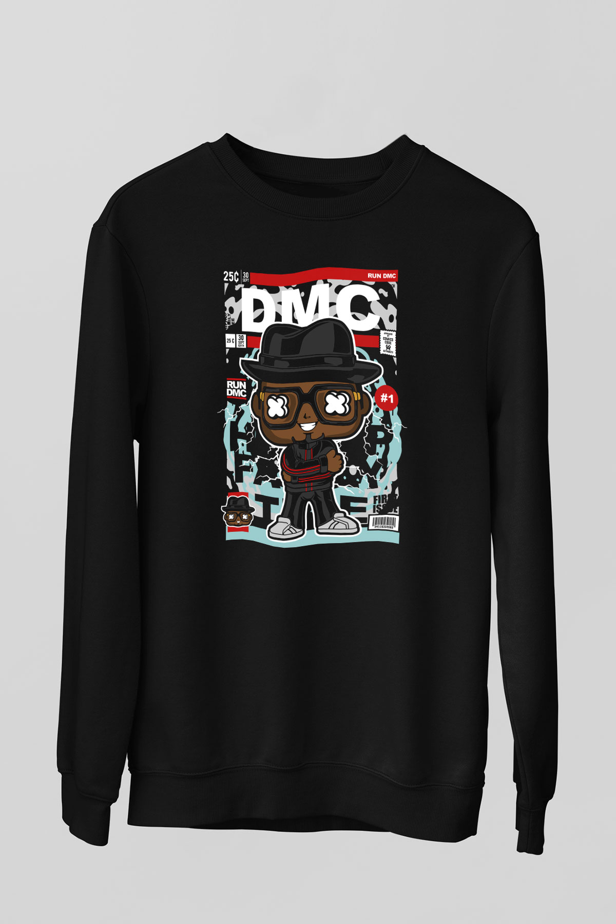 Dj Run DMC Baskılı Unisex Siyah Sweatshirt