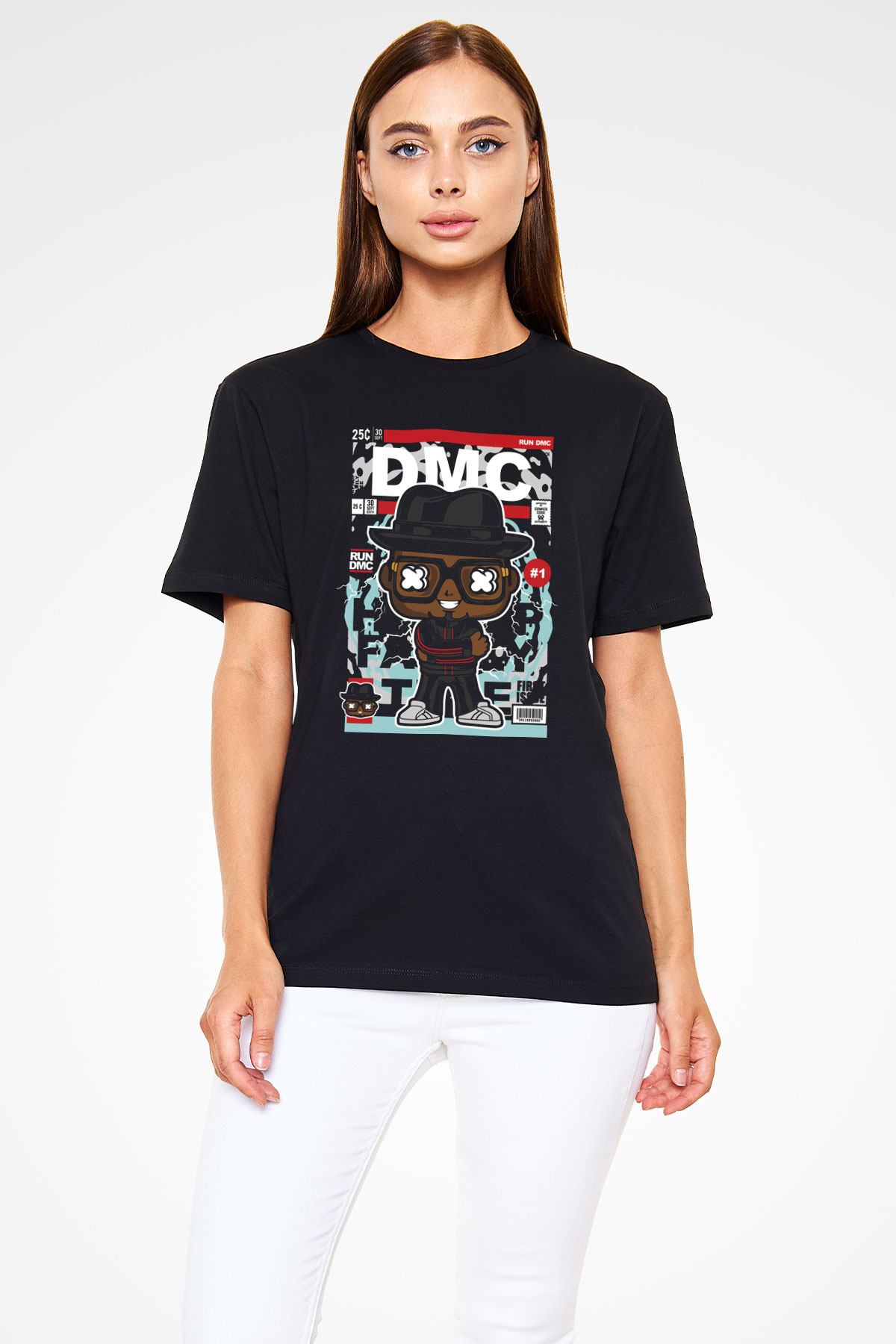 Dj Run DMC Baskılı Unisex Siyah Tişört