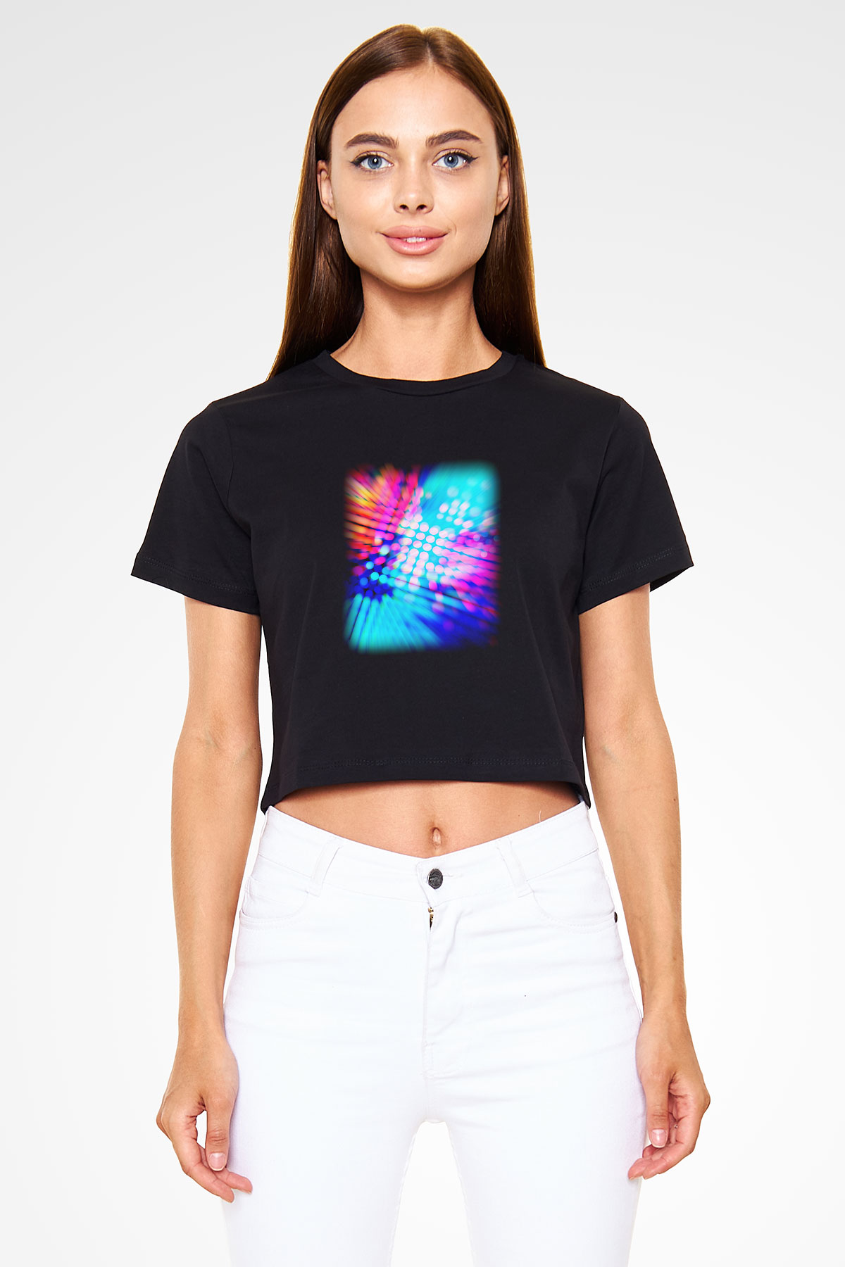 DJ Siyah Crop Top Tişört