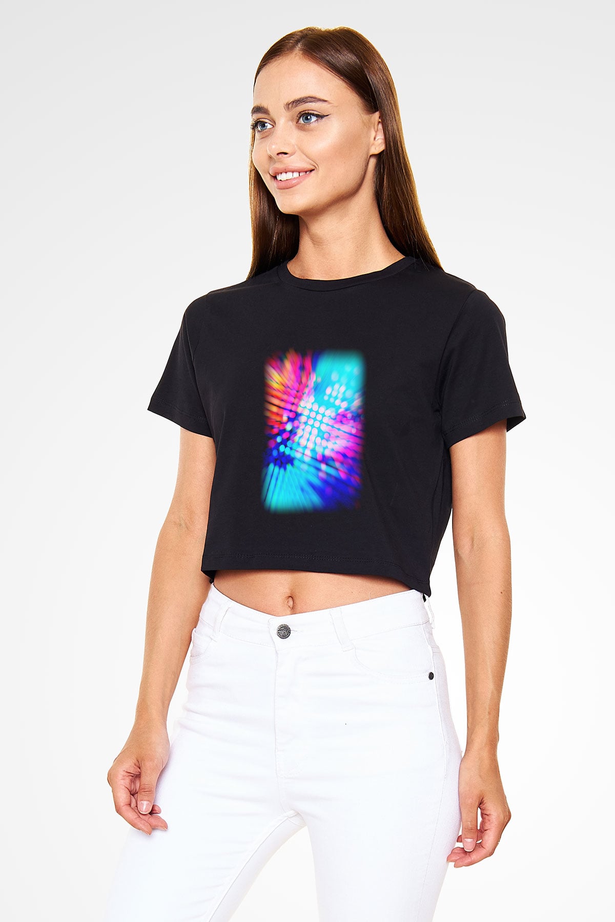 DJ Siyah Crop Top Tişört