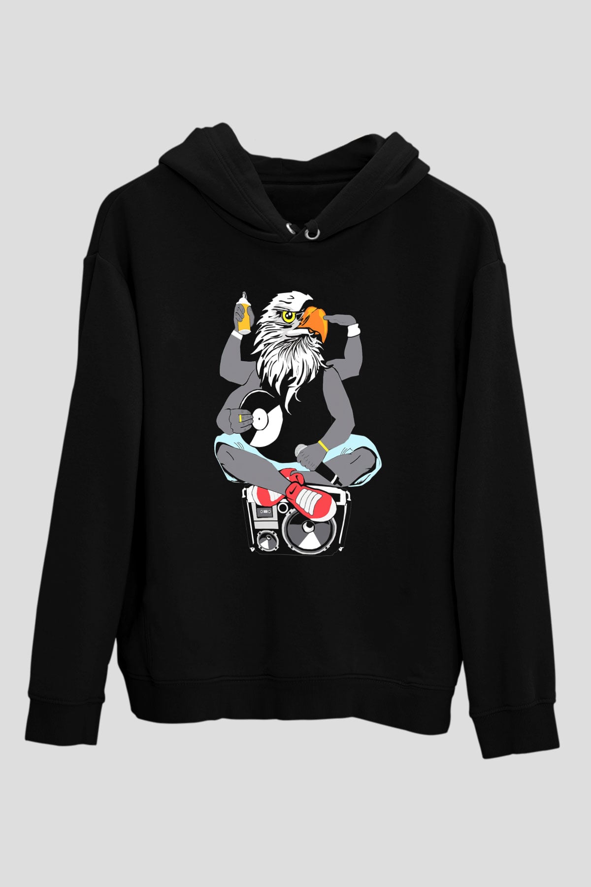 DJ Siyah Unisex Kapşonlu Sweatshirt