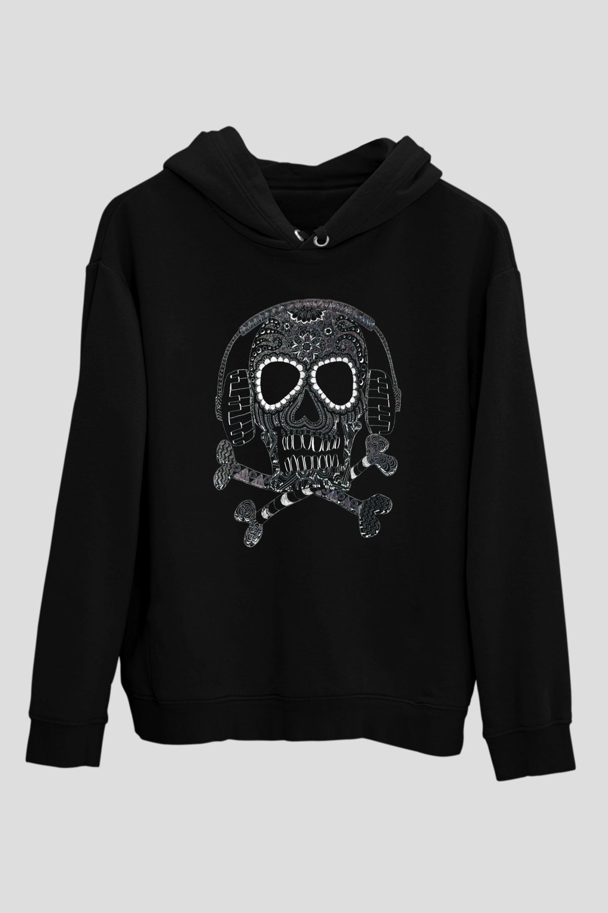 DJ Siyah Unisex Kapşonlu Sweatshirt