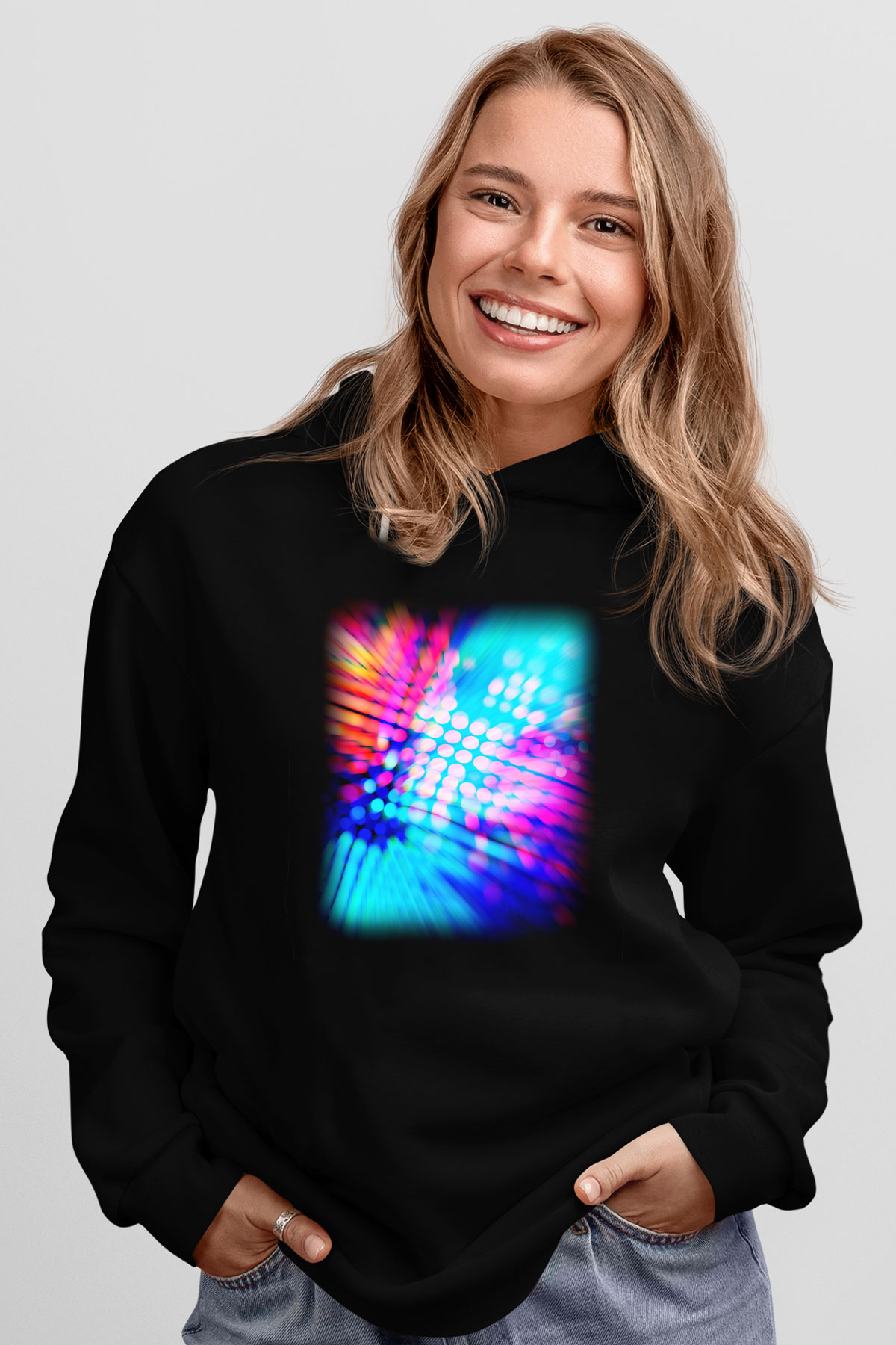 DJ Siyah Unisex Kapşonlu Sweatshirt