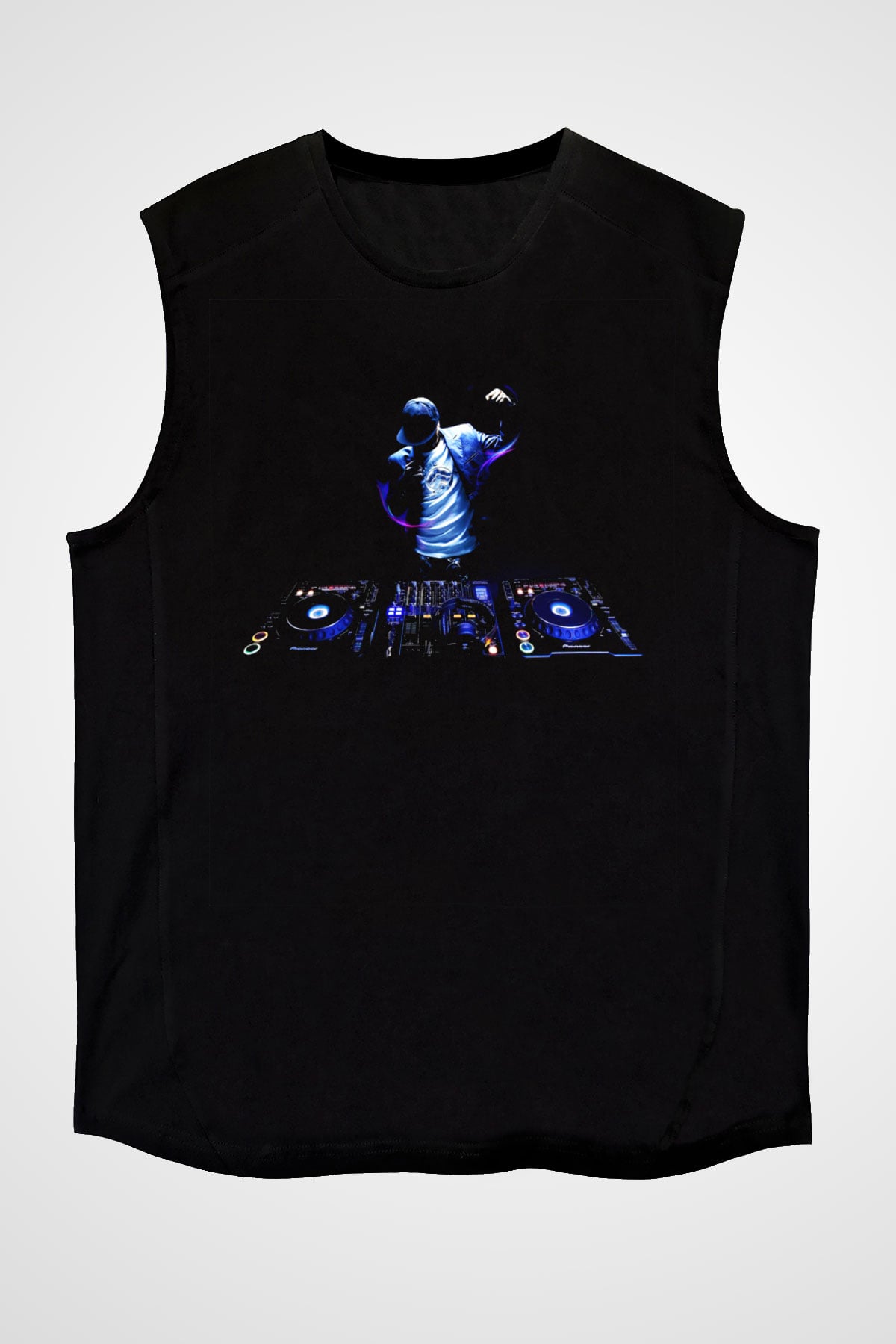 DJ Siyah Unisex Kolsuz Tişört