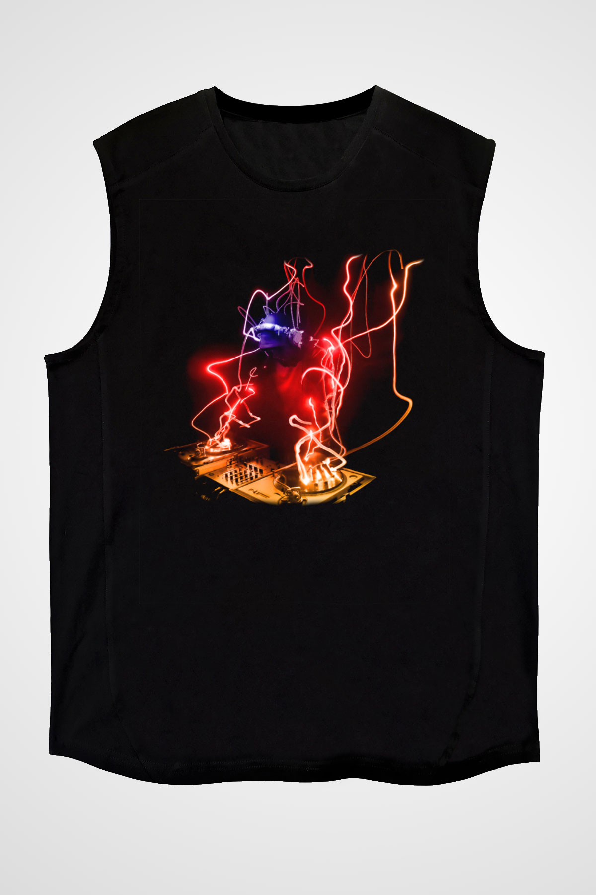 DJ Siyah Unisex Kolsuz Tişört