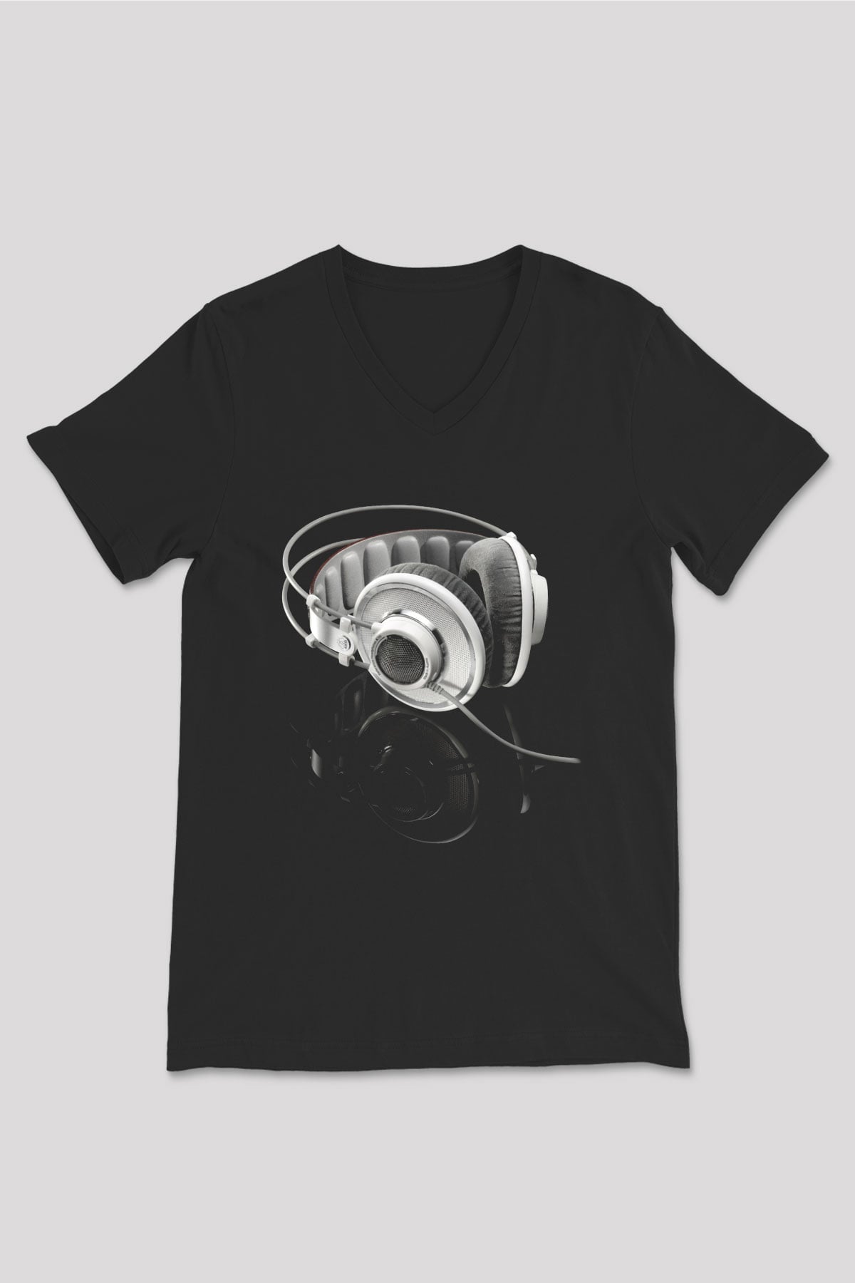 DJ Siyah Unisex V Yaka Tişört T-Shirt