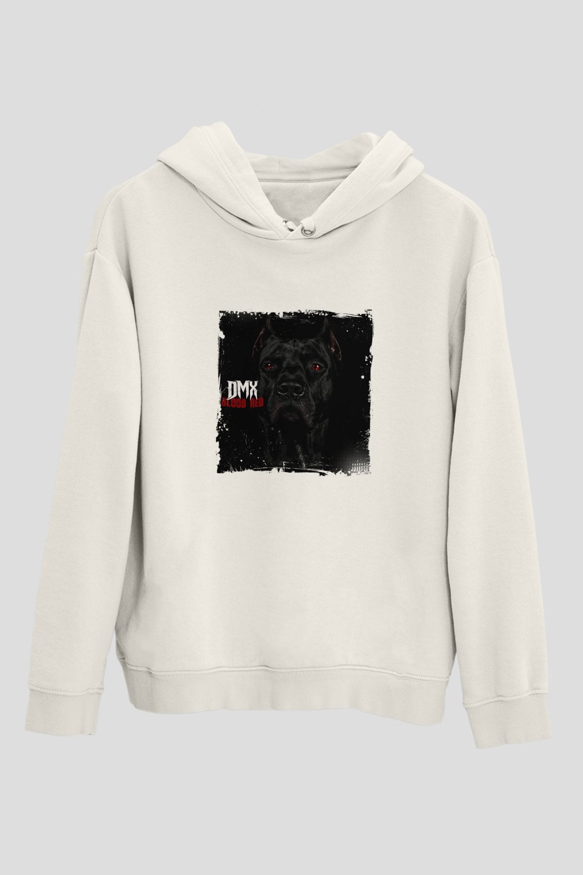 DMX Baskılı Unisex Beyaz Kapüşonlu Sweatshirt