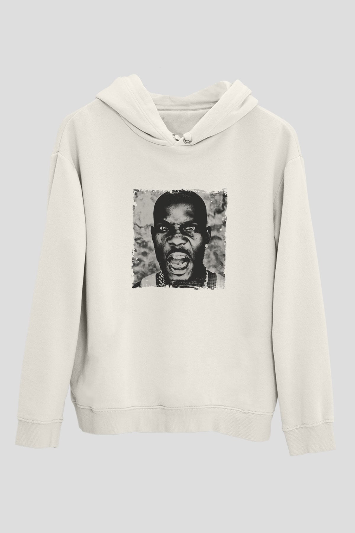 DMX Baskılı Unisex Beyaz Kapüşonlu Sweatshirt