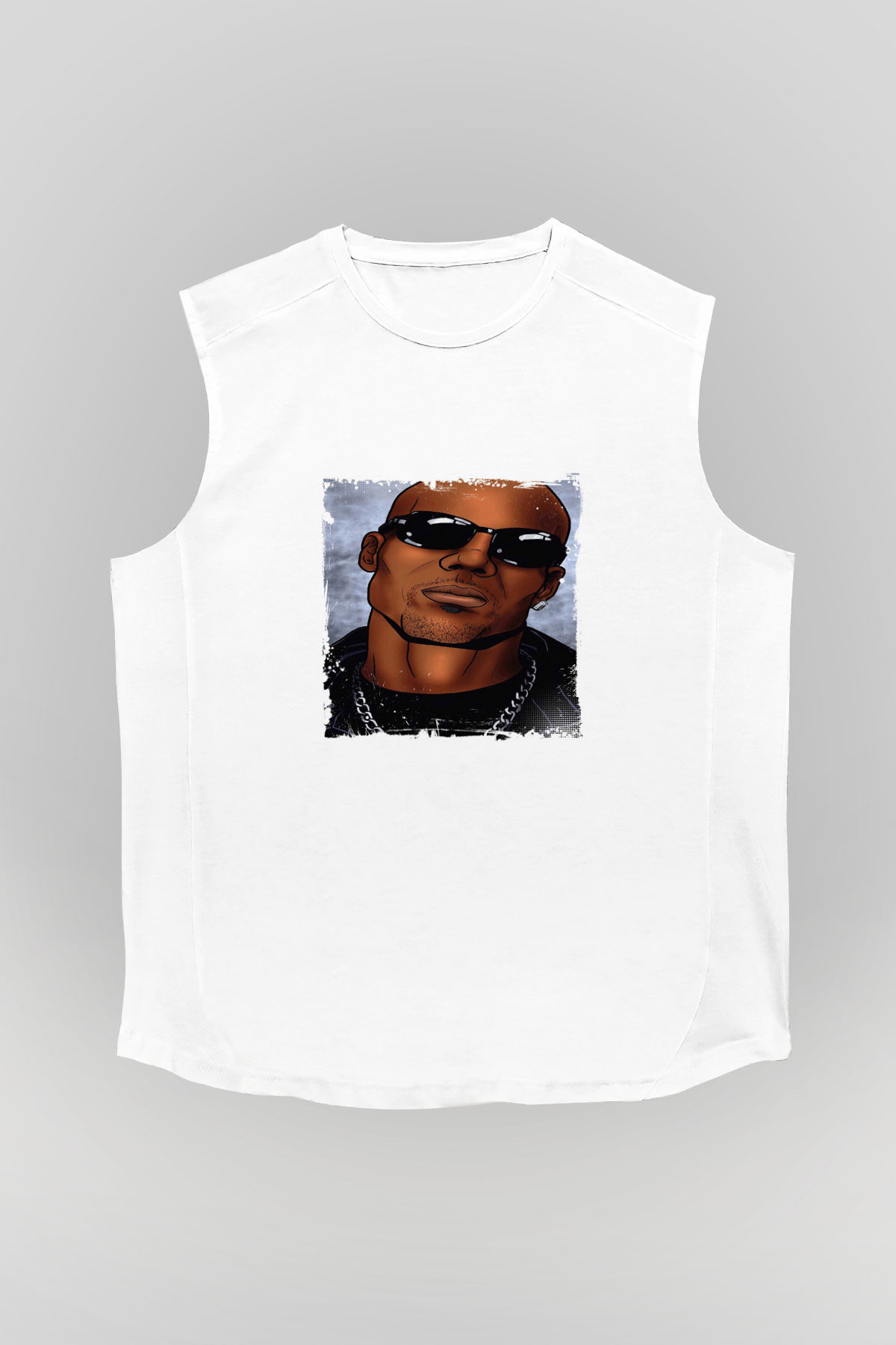 DMX Baskılı Unisex Beyaz Kolsuz Tişört
