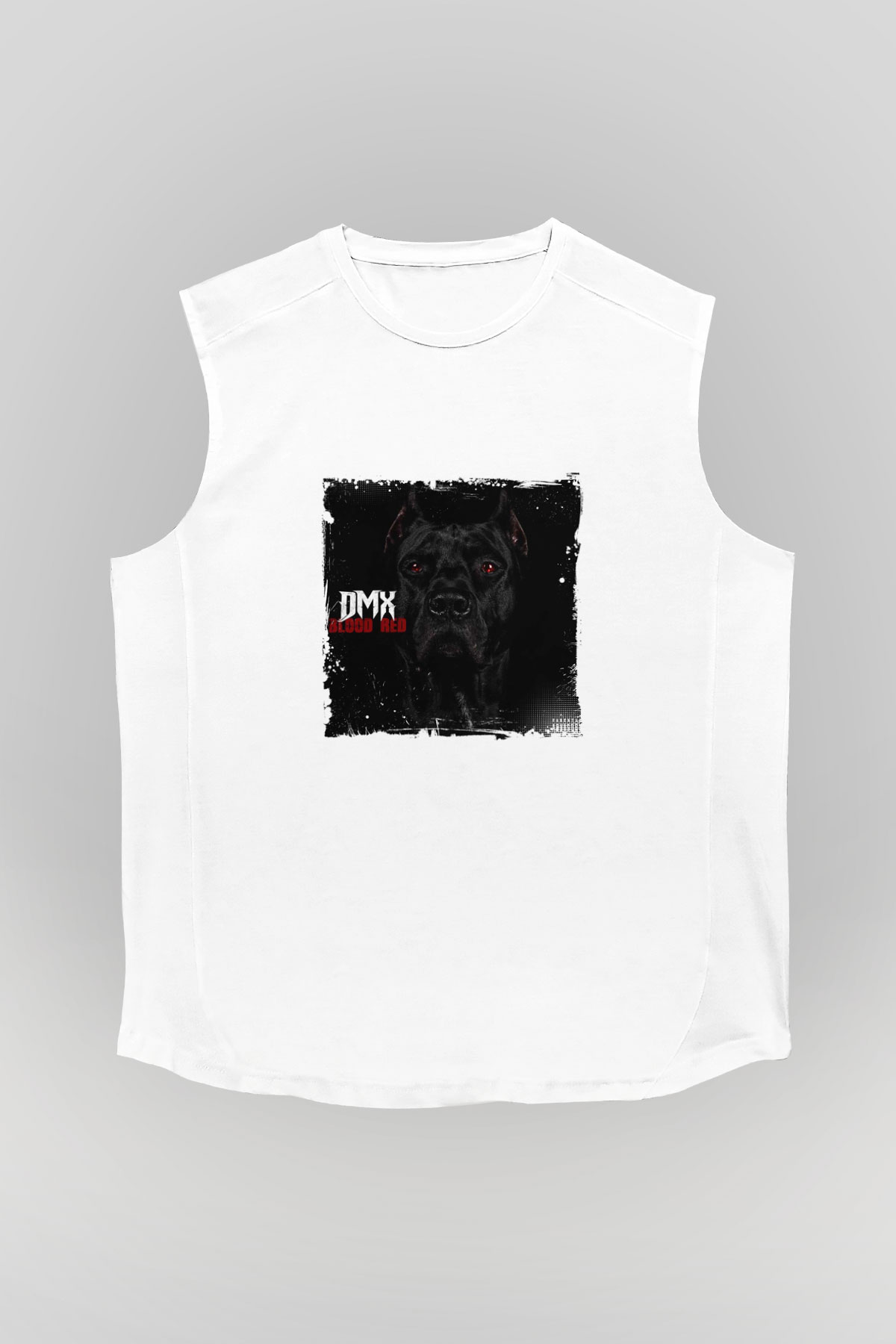 DMX Baskılı Unisex Beyaz Kolsuz Tişört