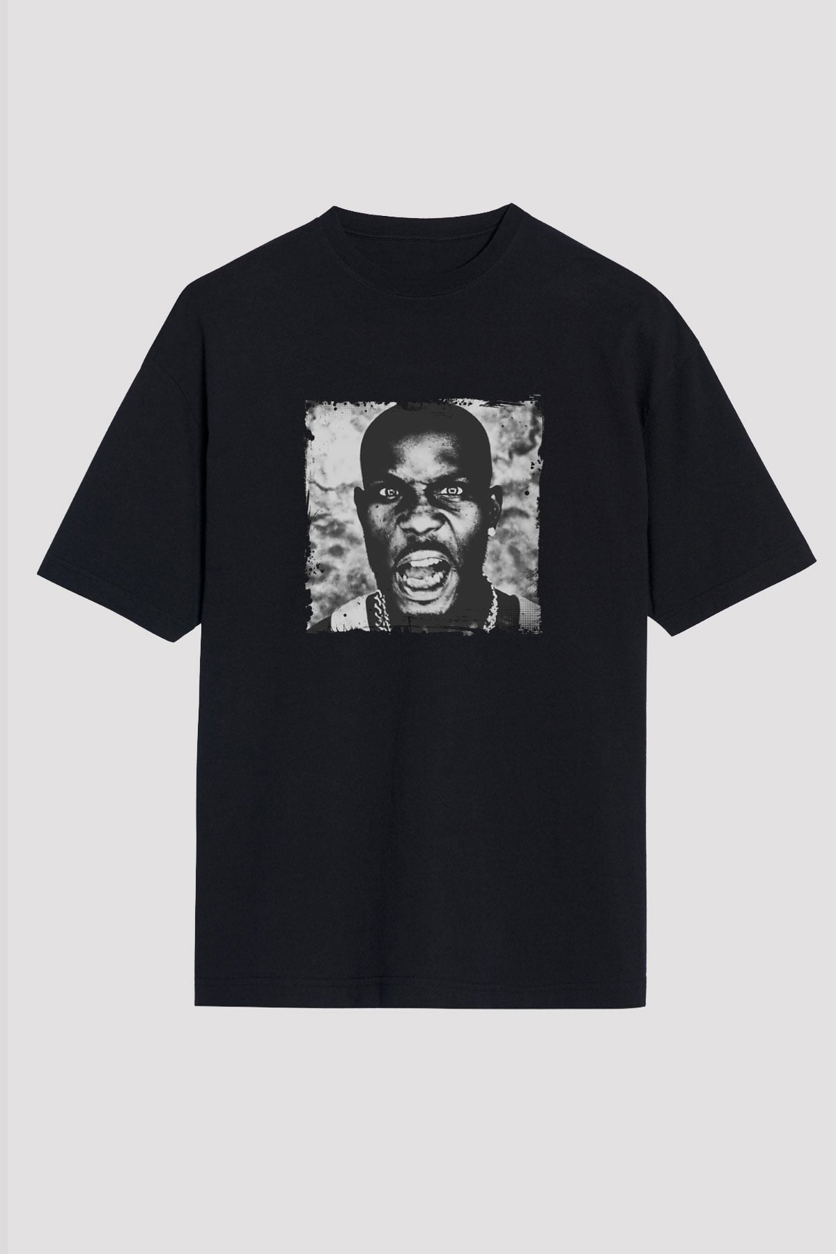 DMX Baskılı Unisex Oversize Siyah Tişört