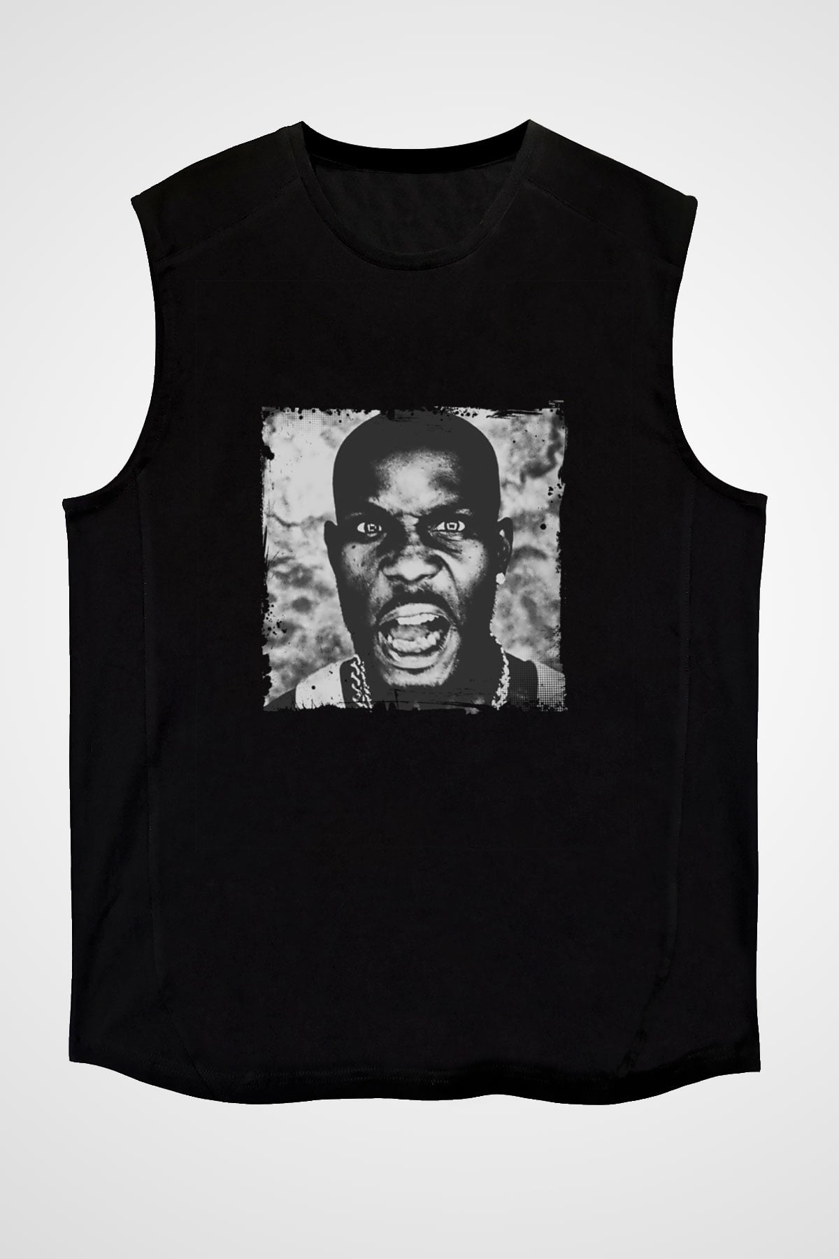 DMX Baskılı Unisex Siyah Kolsuz Tişört