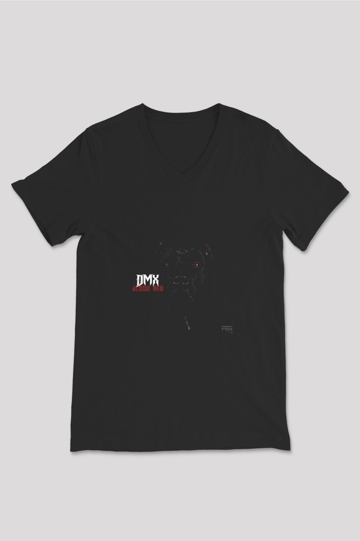 DMX Baskılı Unisex Siyah V Yaka Tişört
