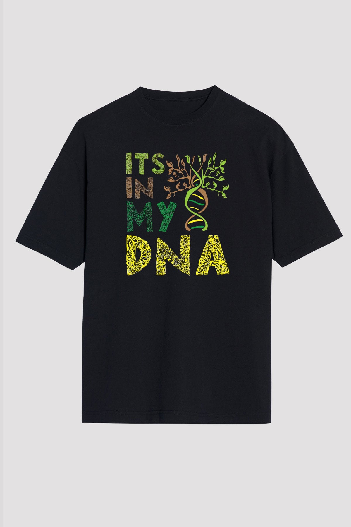 DNA Bahçe Baskılı Unisex Oversize Tişört - Tshirt