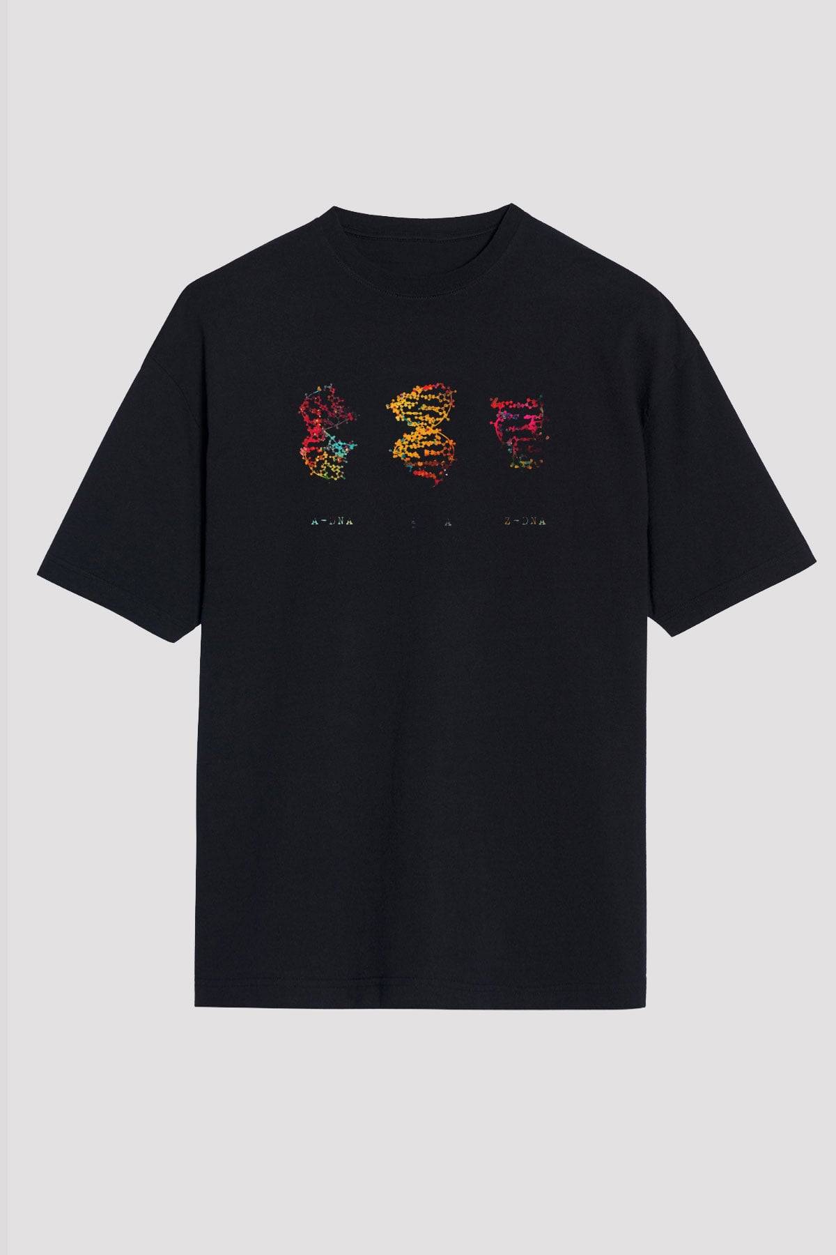DNA Molekülleri Renkli Baskılı Unisex Oversize Tişört - Tshirt