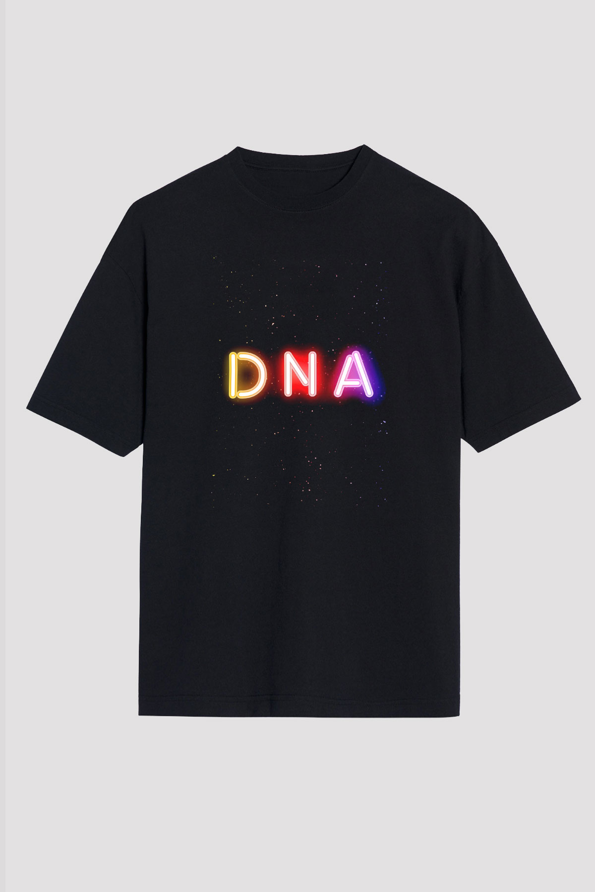 DNA Yazı Neon Baskılı Unisex Oversize Tişört - Tshirt