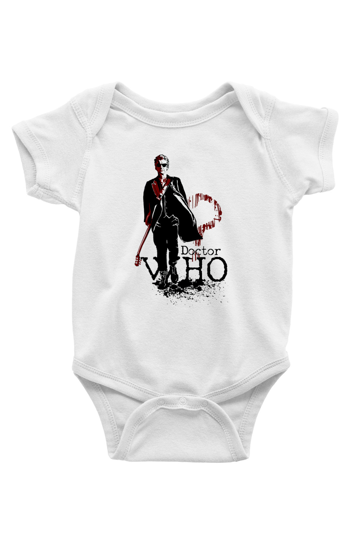 Doctor Who Baskılı Beyaz Unisex Bebek Body - Zıbın
