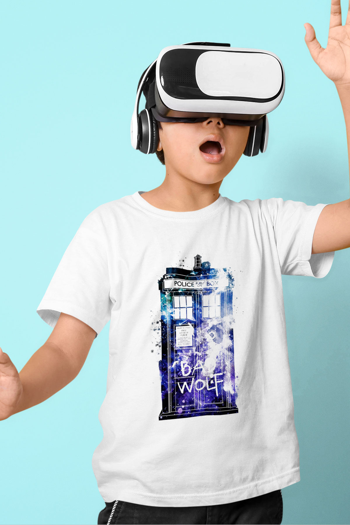 Doctor Who Baskılı Beyaz Unisex Çocuk Tişört