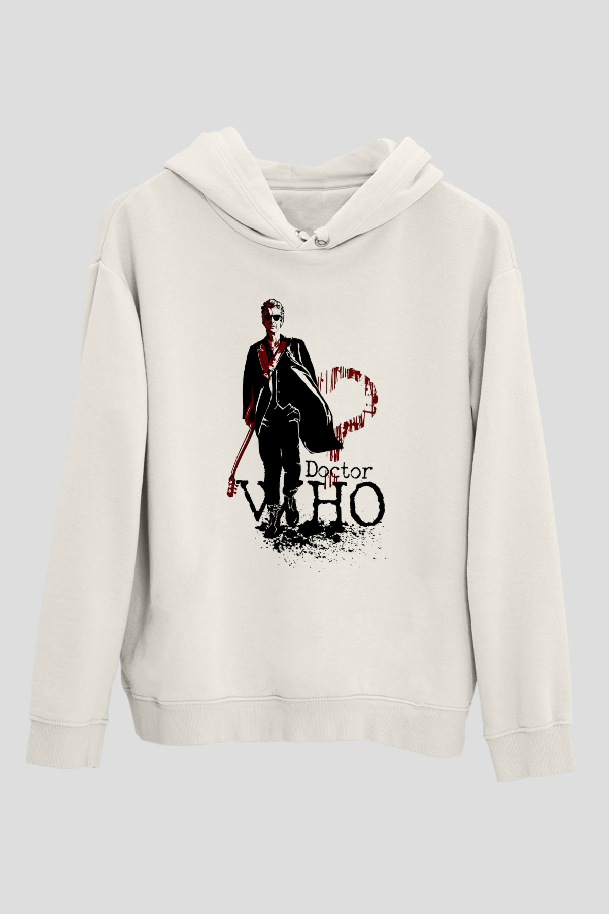 Doctor Who Beyaz Unisex Kapşonlu Sweatshirt