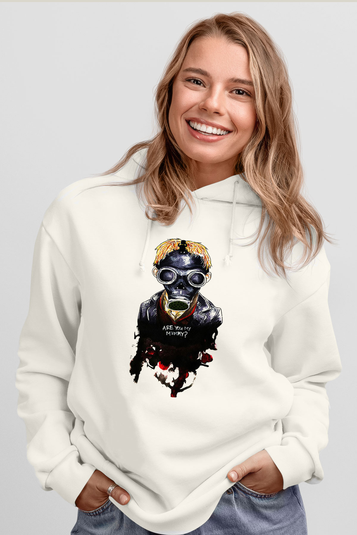 Doctor Who Beyaz Unisex Kapşonlu Sweatshirt