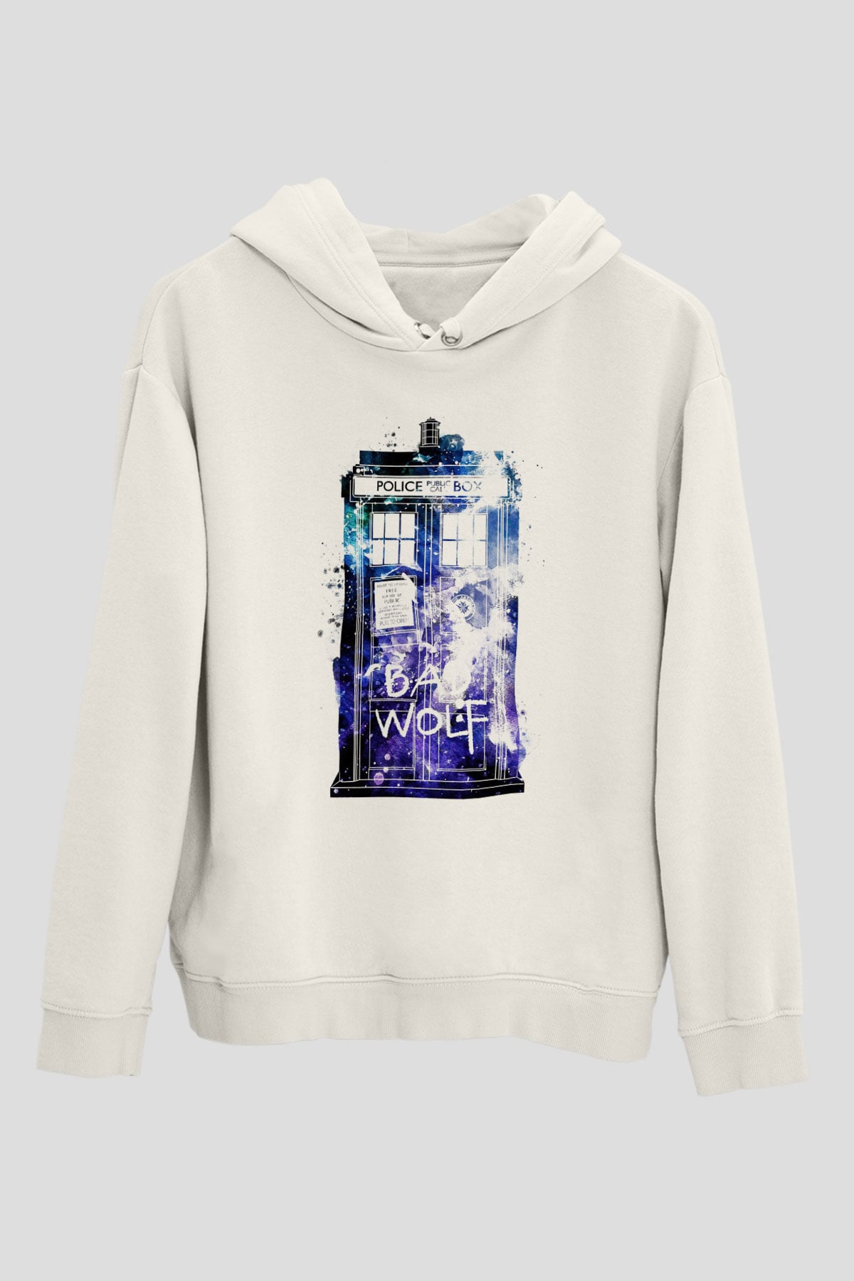 Doctor Who Beyaz Unisex Kapşonlu Sweatshirt